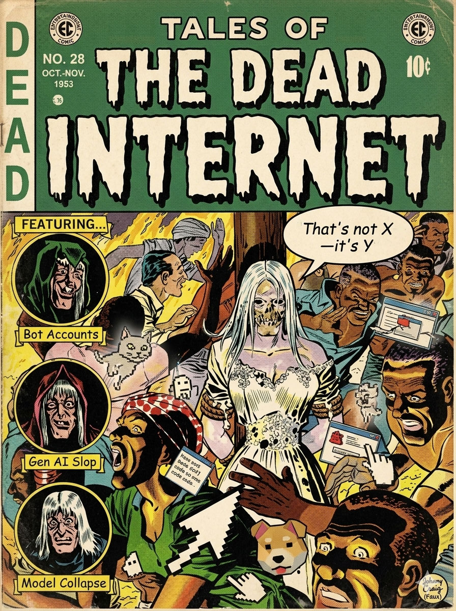 Contemporary Satirical "Tales of the Dead Internet" EC Comics Parody Print