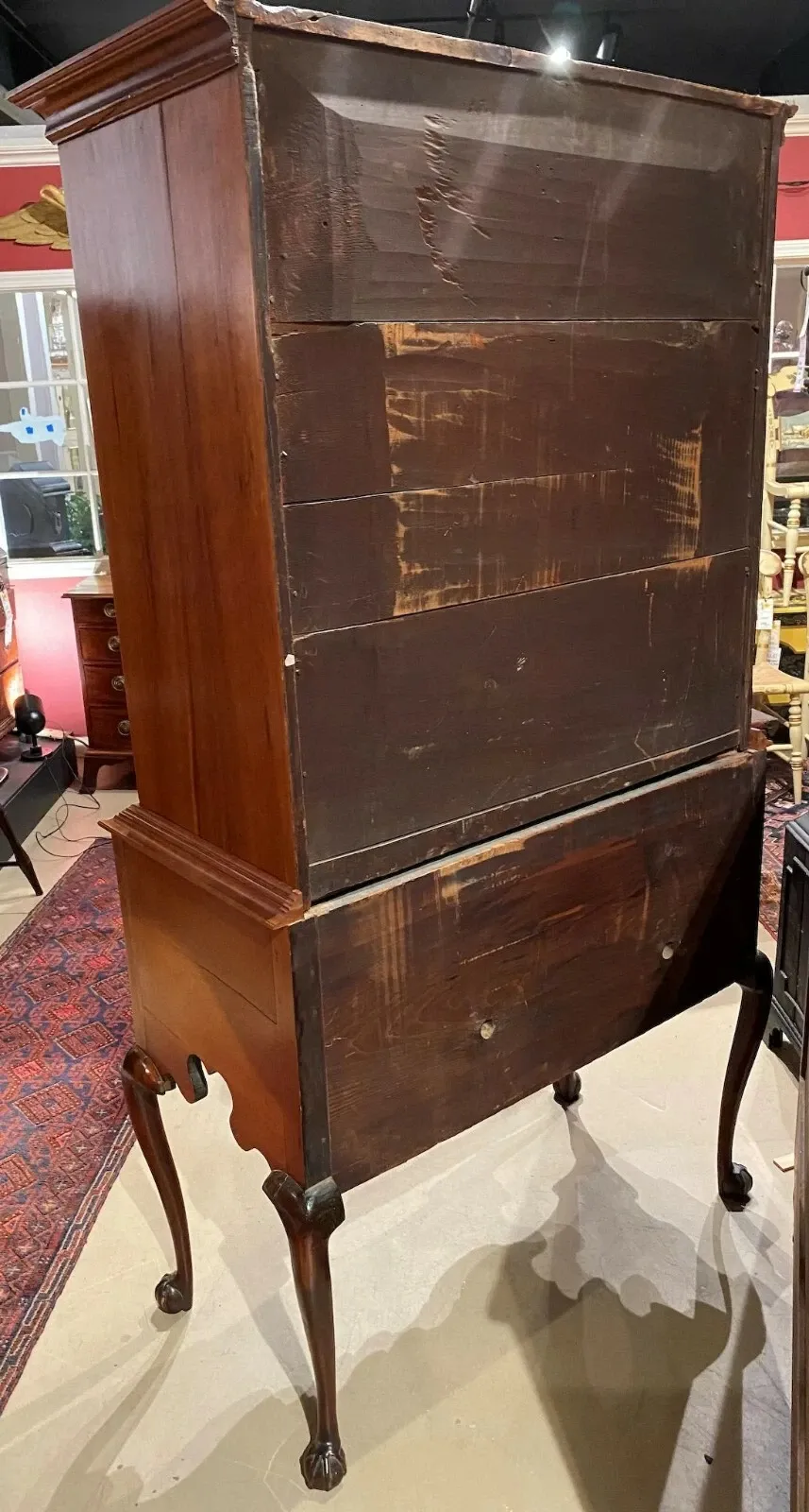 American Queen Anne Style Cherry Highboy Chest-on-Stand thumbnail 8