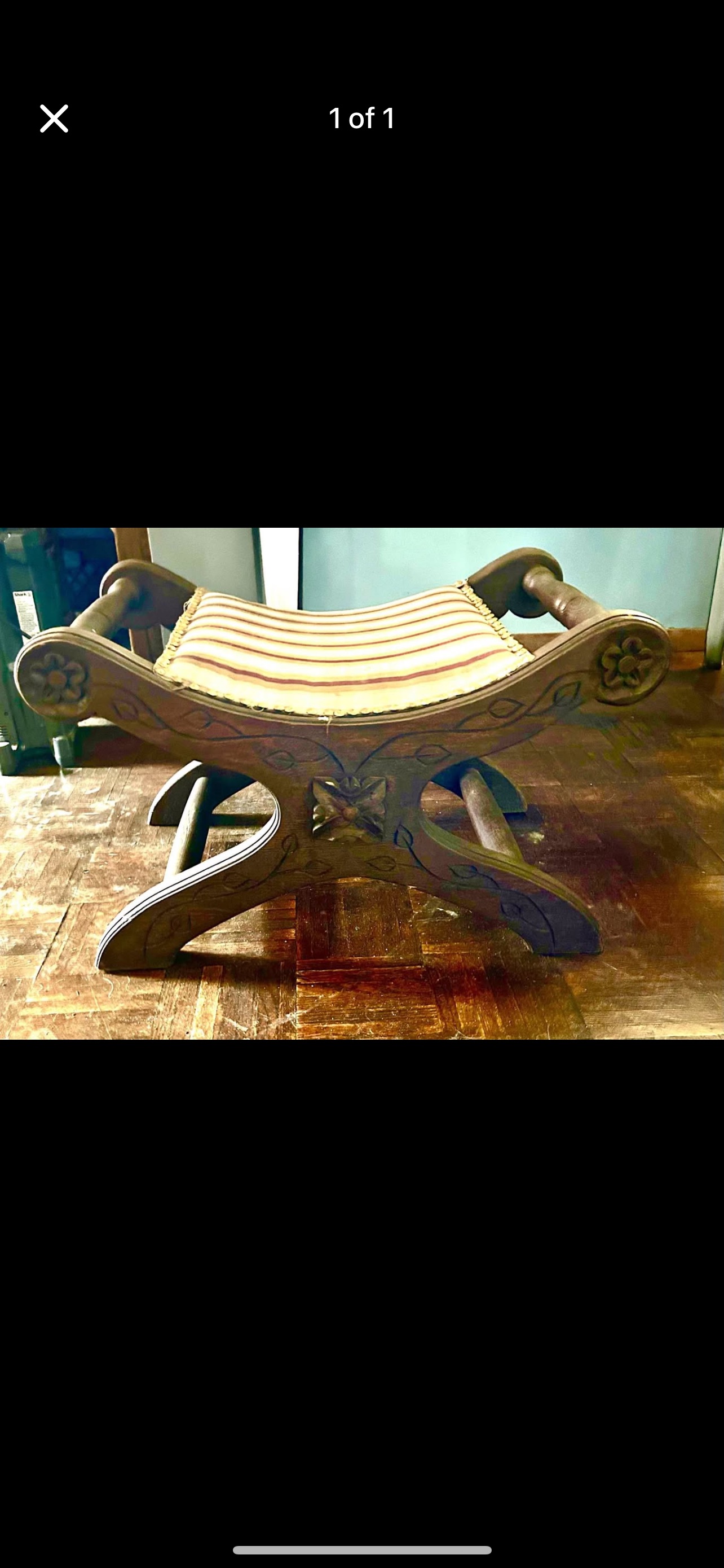 Victorian Style Wooden X-Frame Stool