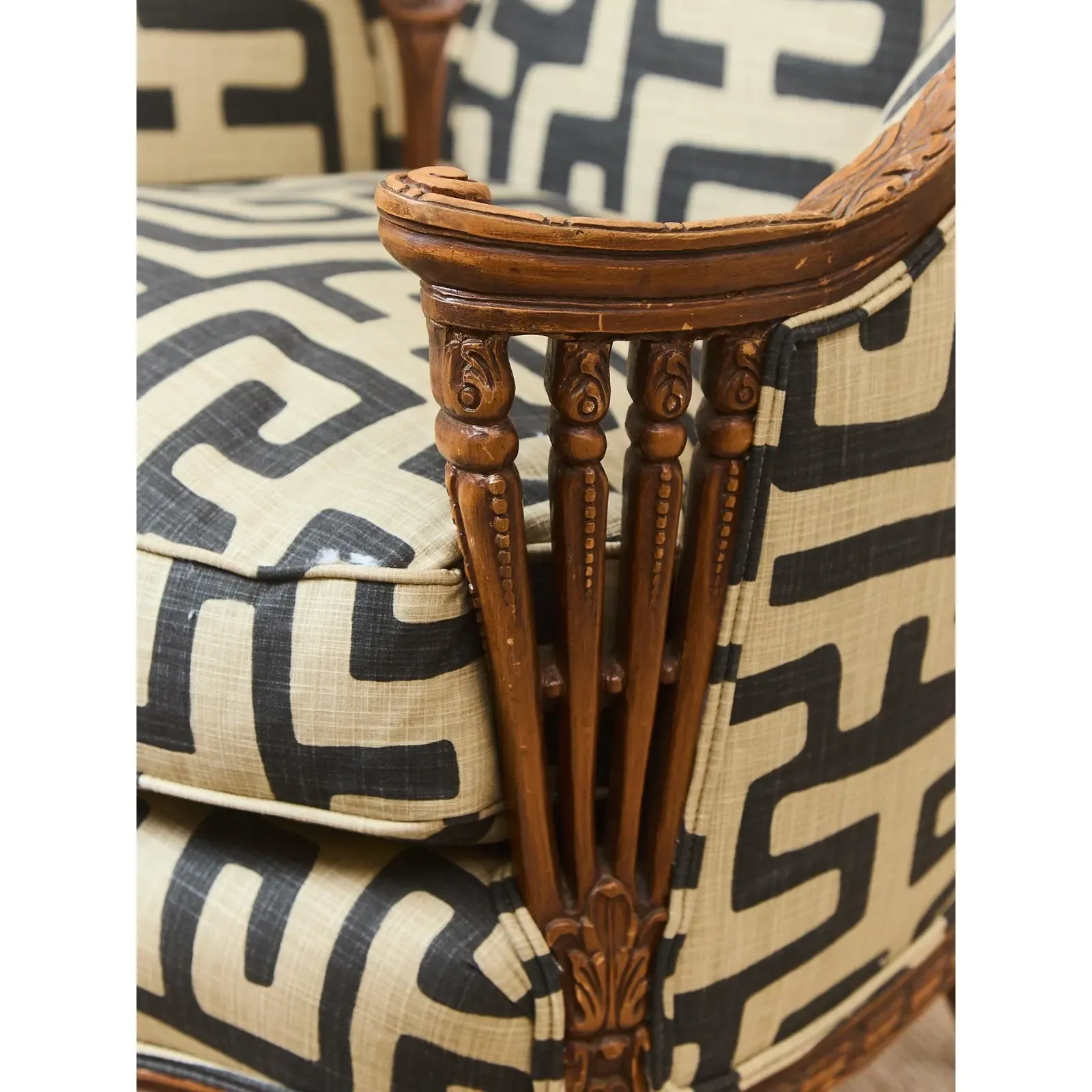 French Louis XV Style Walnut Bergere Armchair thumbnail 4