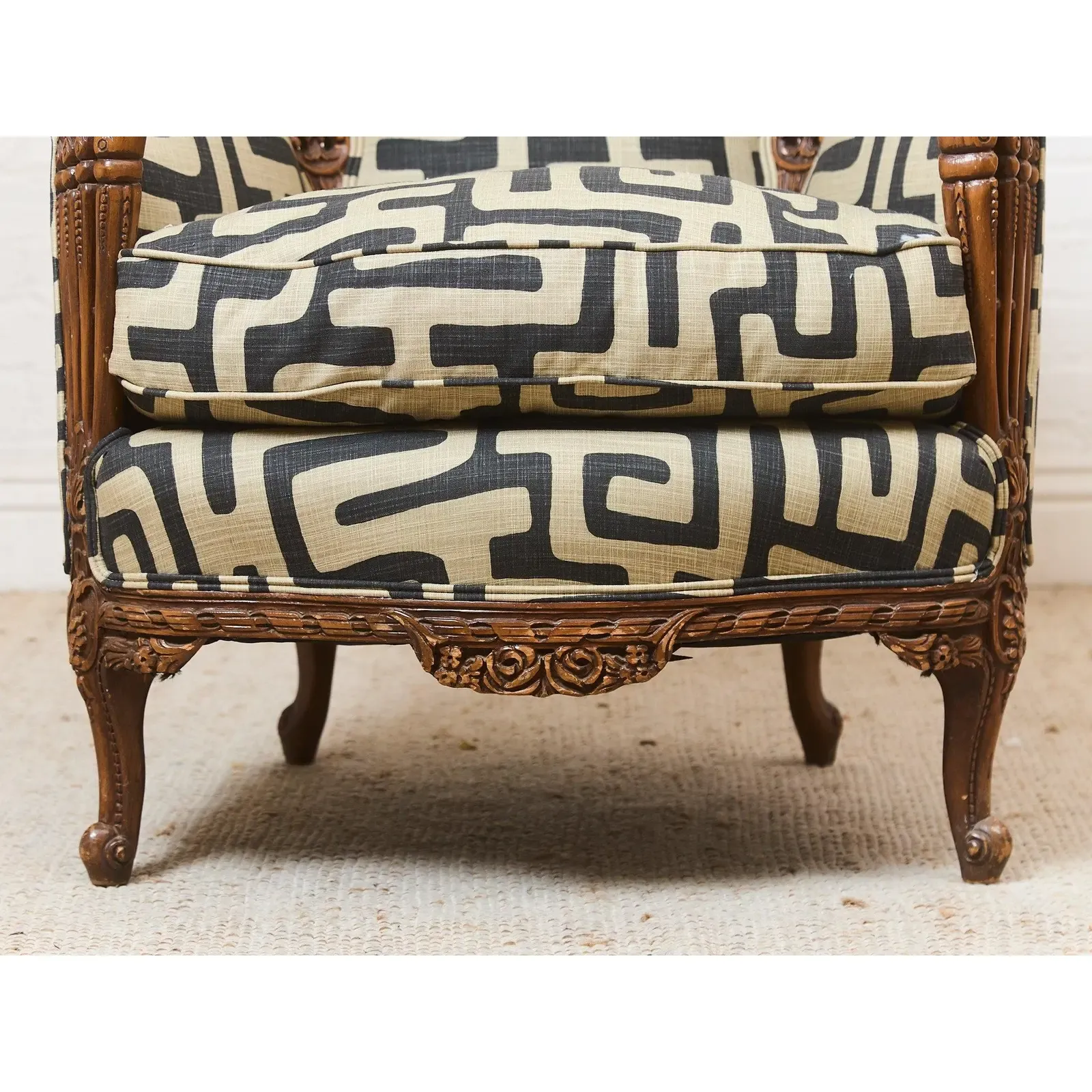 French Louis XV Style Walnut Bergere Armchair thumbnail 6