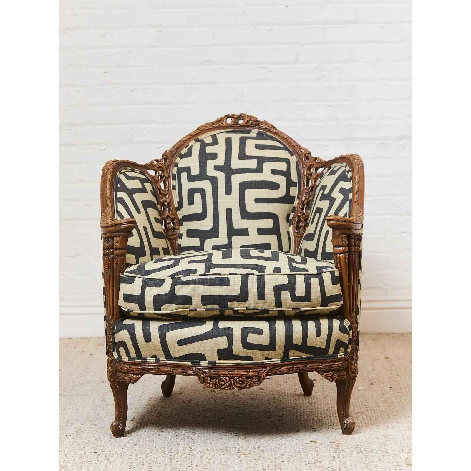 French Louis XV Style Walnut Bergere Armchair thumbnail 7