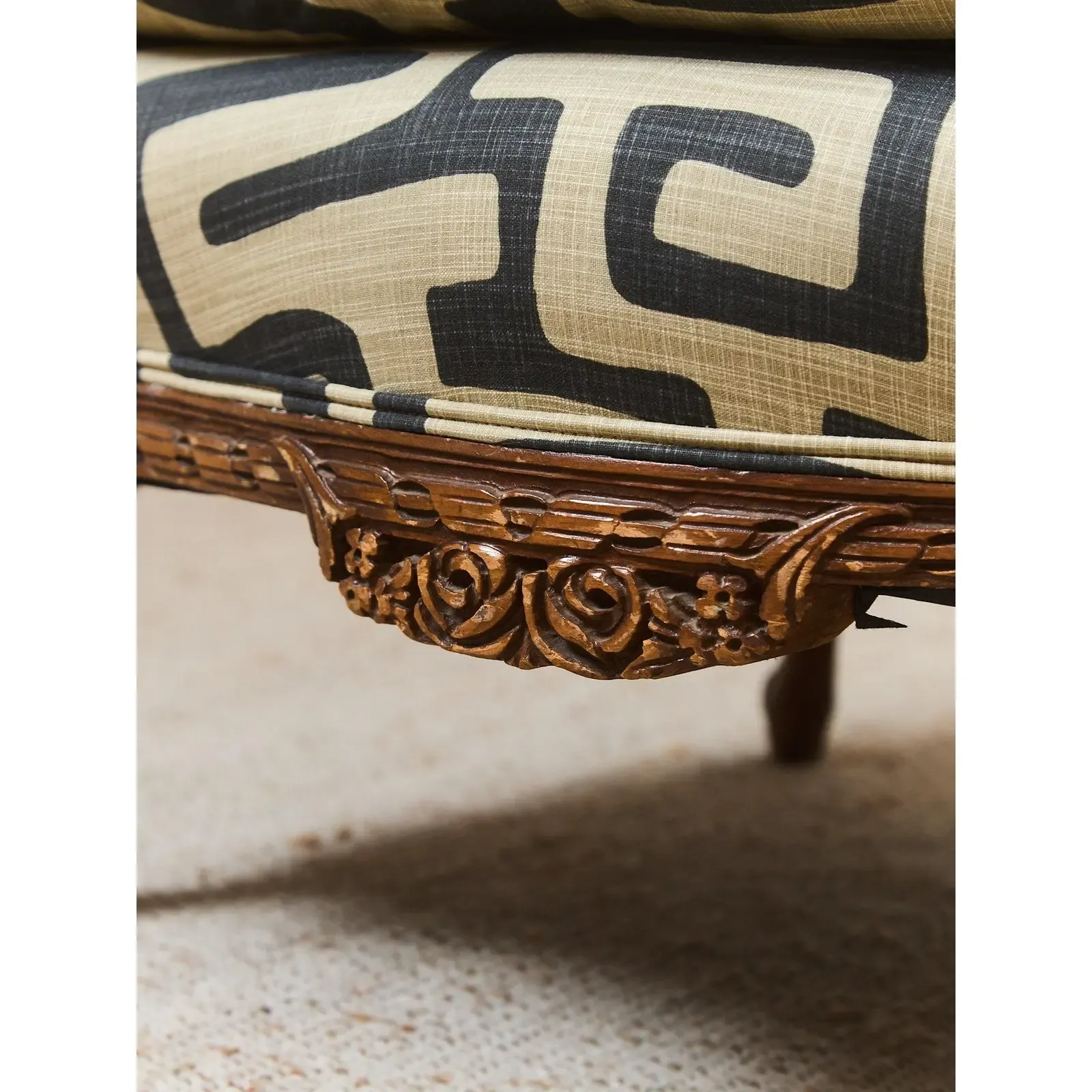 French Louis XV Style Walnut Bergere Armchair thumbnail 8