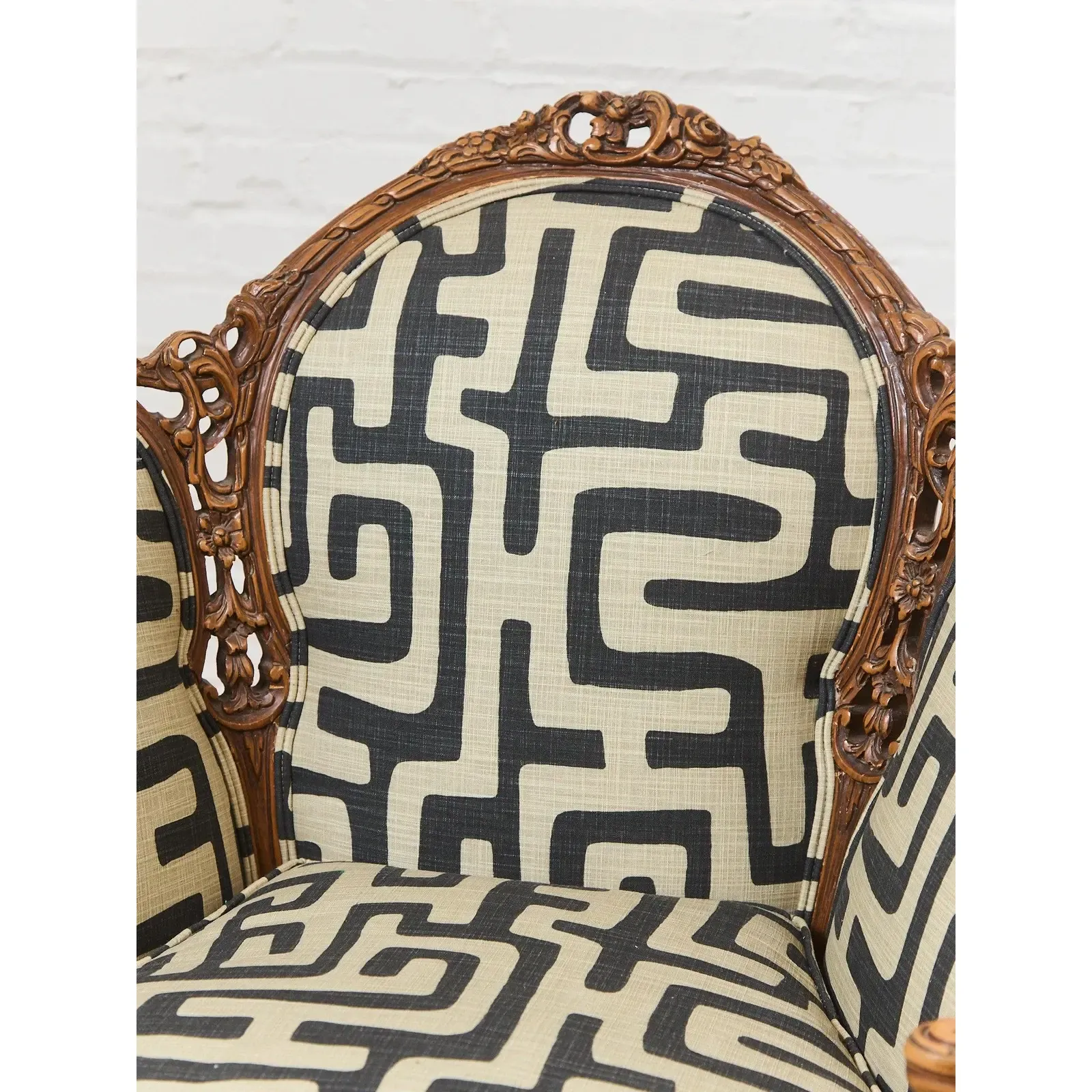French Louis XV Style Walnut Bergere Armchair thumbnail 9