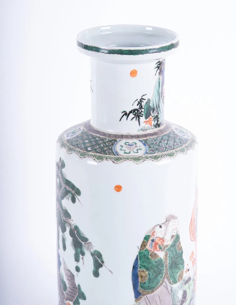 Chinese Famille Verte Style Porcelain Vase bearing a Kangxi Mark thumbnail 4