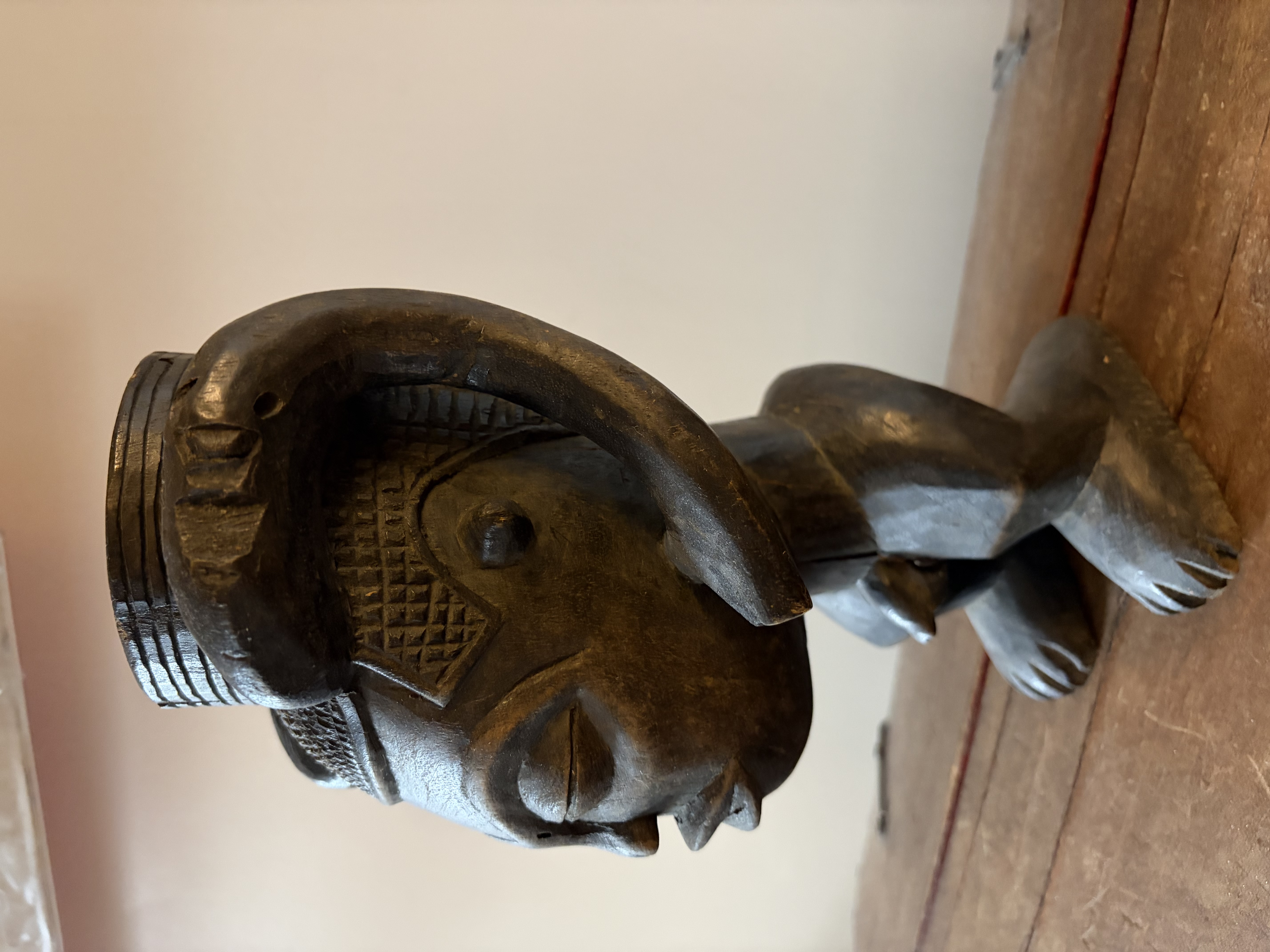 Central African Tribal Carved Wood Figure Vessel thumbnail 2