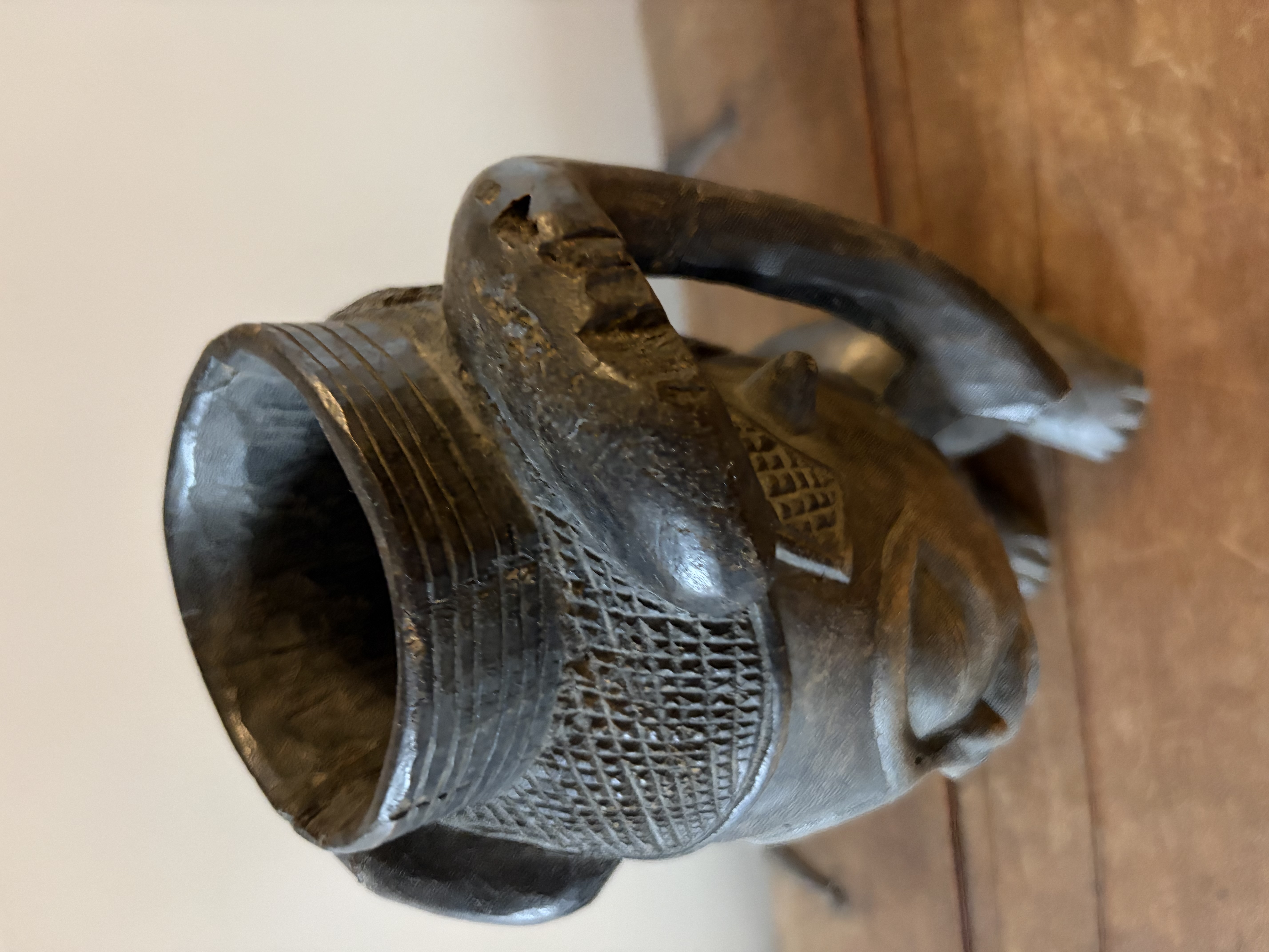Central African Tribal Carved Wood Figure Vessel thumbnail 3