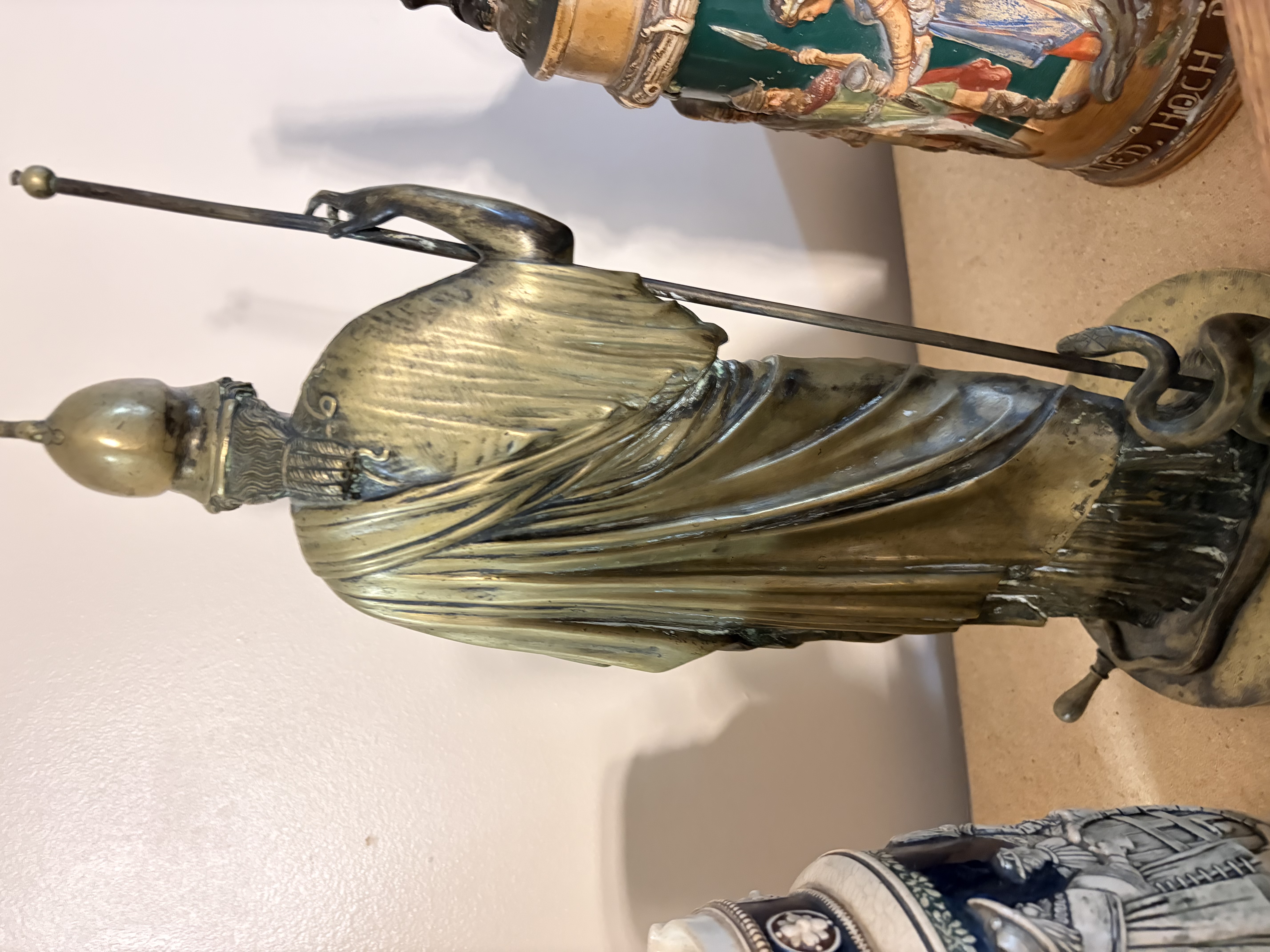 Neoclassical Style Brass Athena Statue