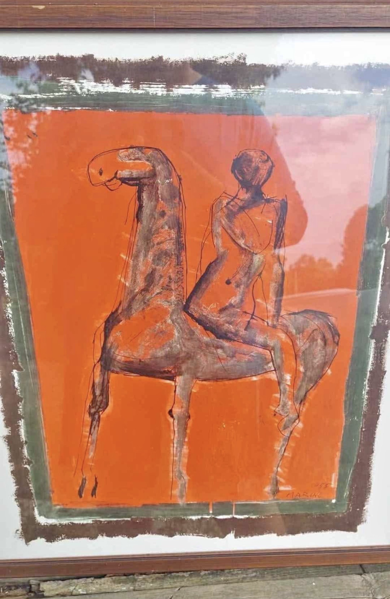Italian Modernist Color Lithographic Poster on Paper — “Horse and Rider” (After Marino Marini)