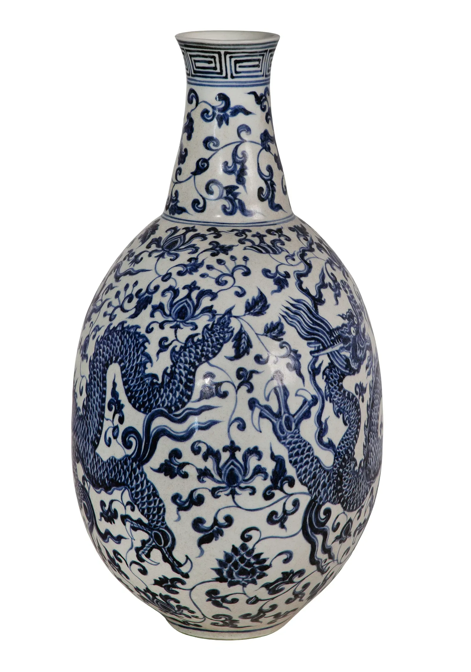 Chinese Ming Style Blue and White 'Dragon' Flattened Vase thumbnail 2