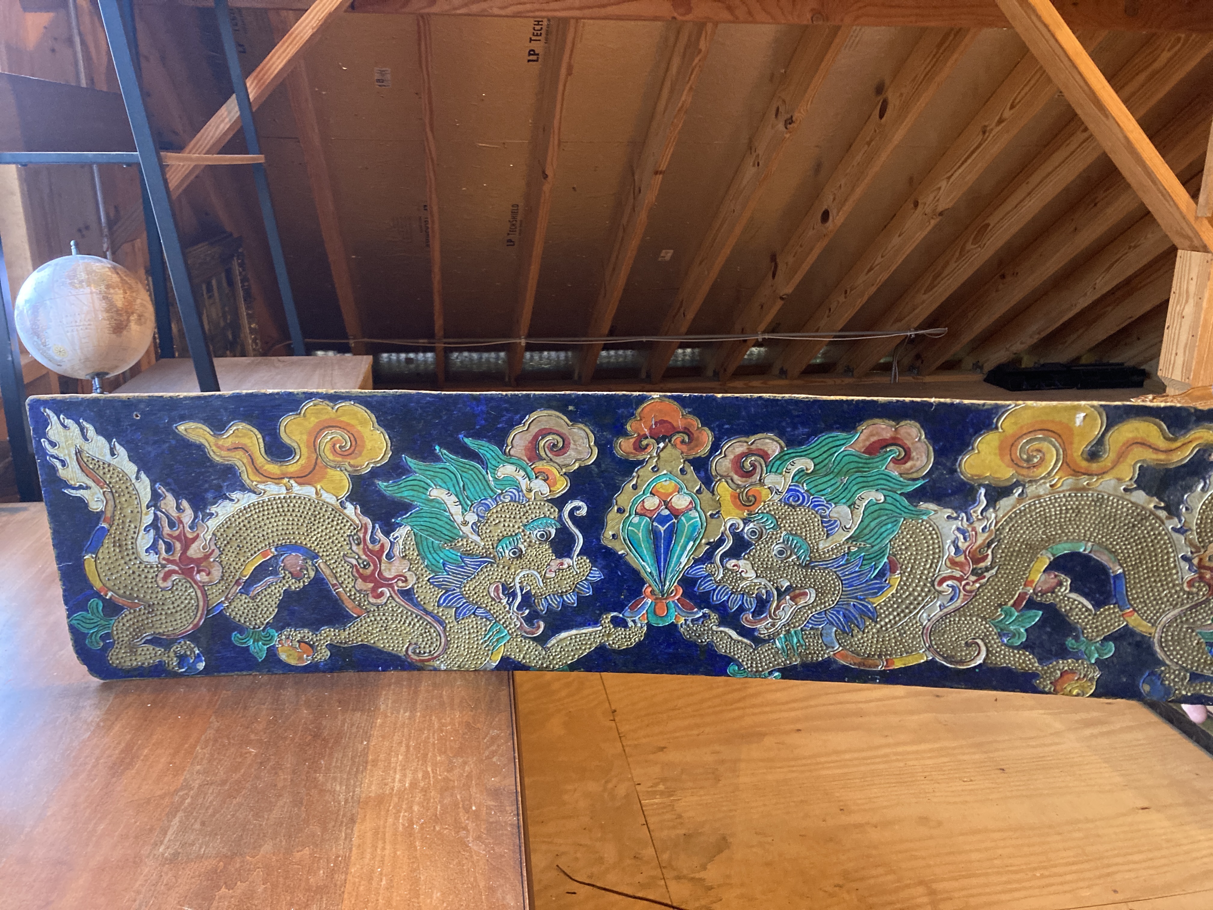 Chinese Cloisonné Enamel Dragon Panel