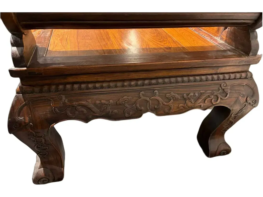 Chinese Qing Dynasty Period Huanghuali Inscribed Luohan Chuang Daybed thumbnail 5