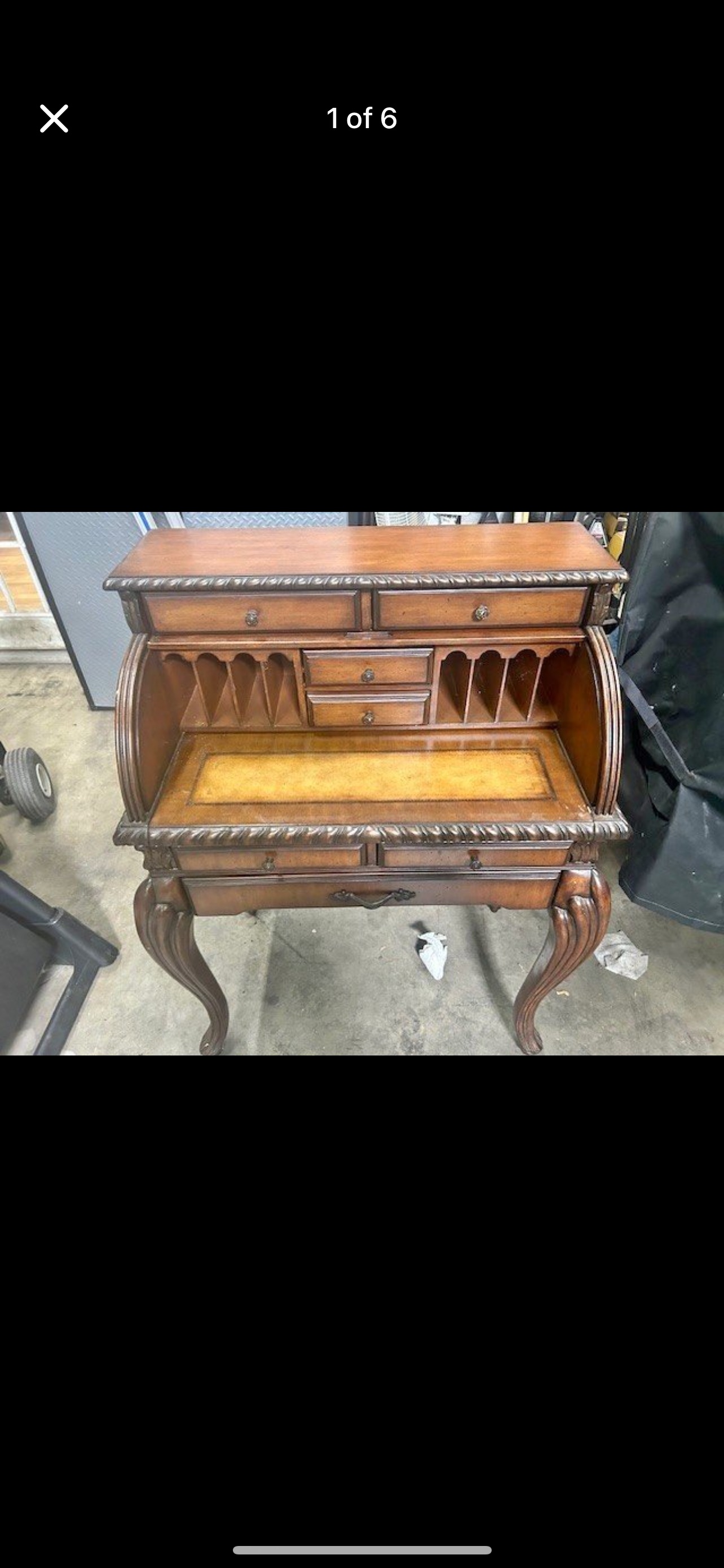 Victorian Revival Mahogany Cylinder Secretary Desk