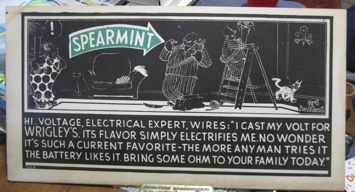 American Art Deco Advertising Card Set — Wrigley’s Spearmint by Art Helfant (lithographed cardboard) thumbnail 4