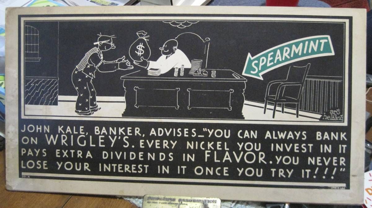 American Art Deco Advertising Card Set — Wrigley’s Spearmint by Art Helfant (lithographed cardboard) thumbnail 5