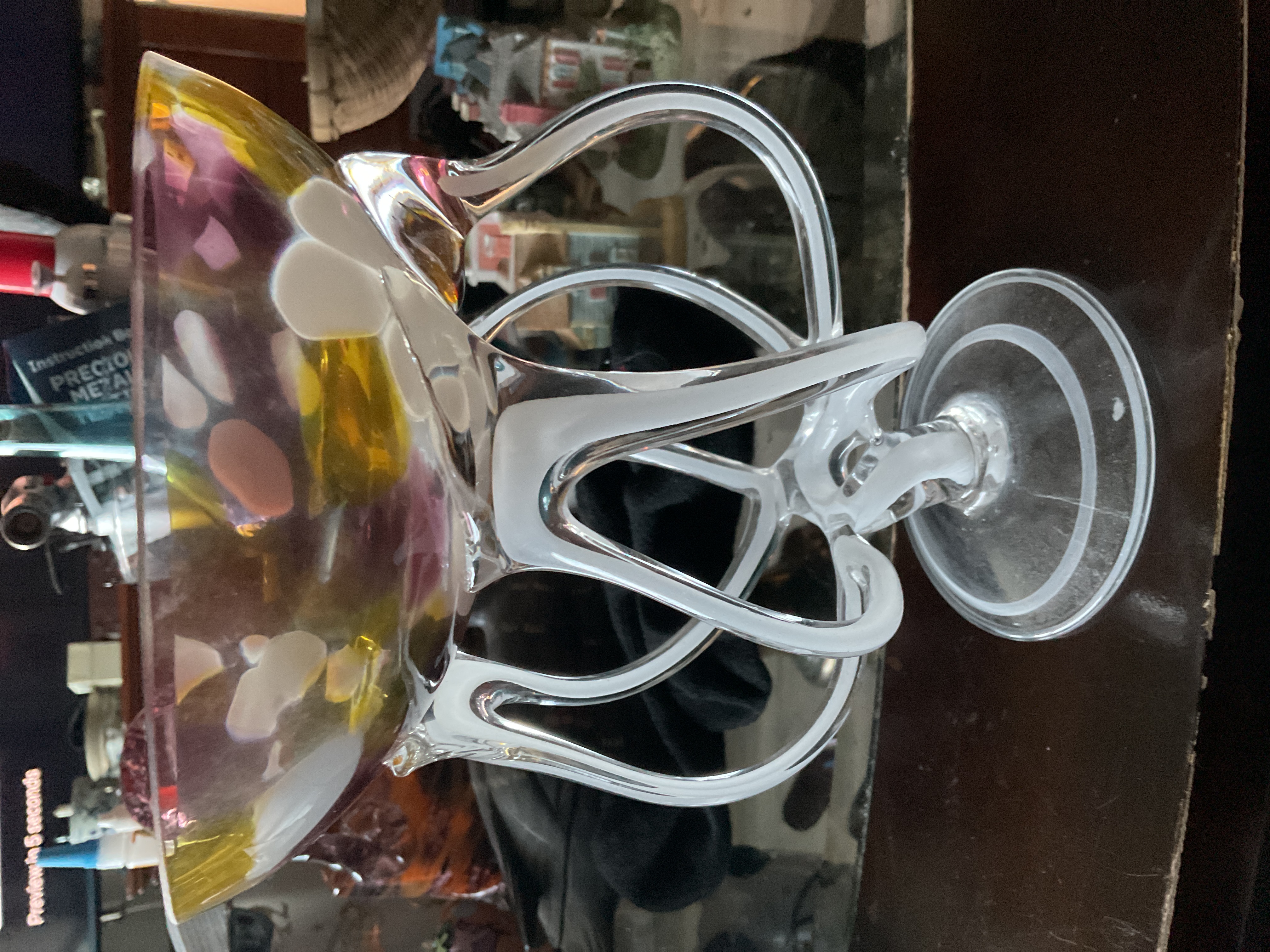 Contemporary Art Glass Pedestal Bowl
