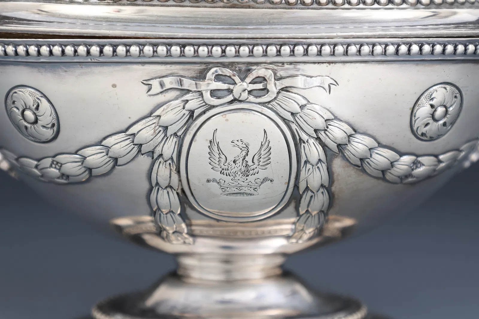 English George III Sterling Silver Covered Two-Handled Tureen (London, 1817) thumbnail 2