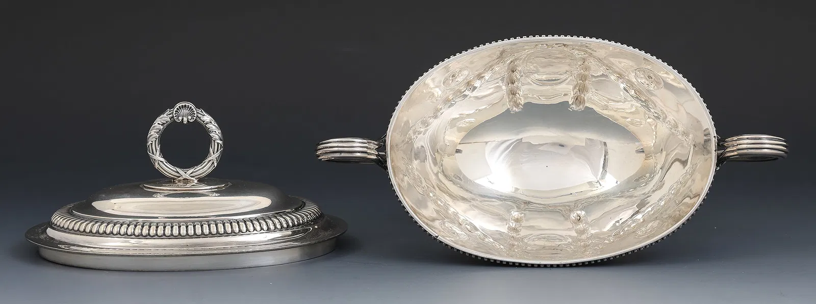 English George III Sterling Silver Covered Two-Handled Tureen (London, 1817) thumbnail 4