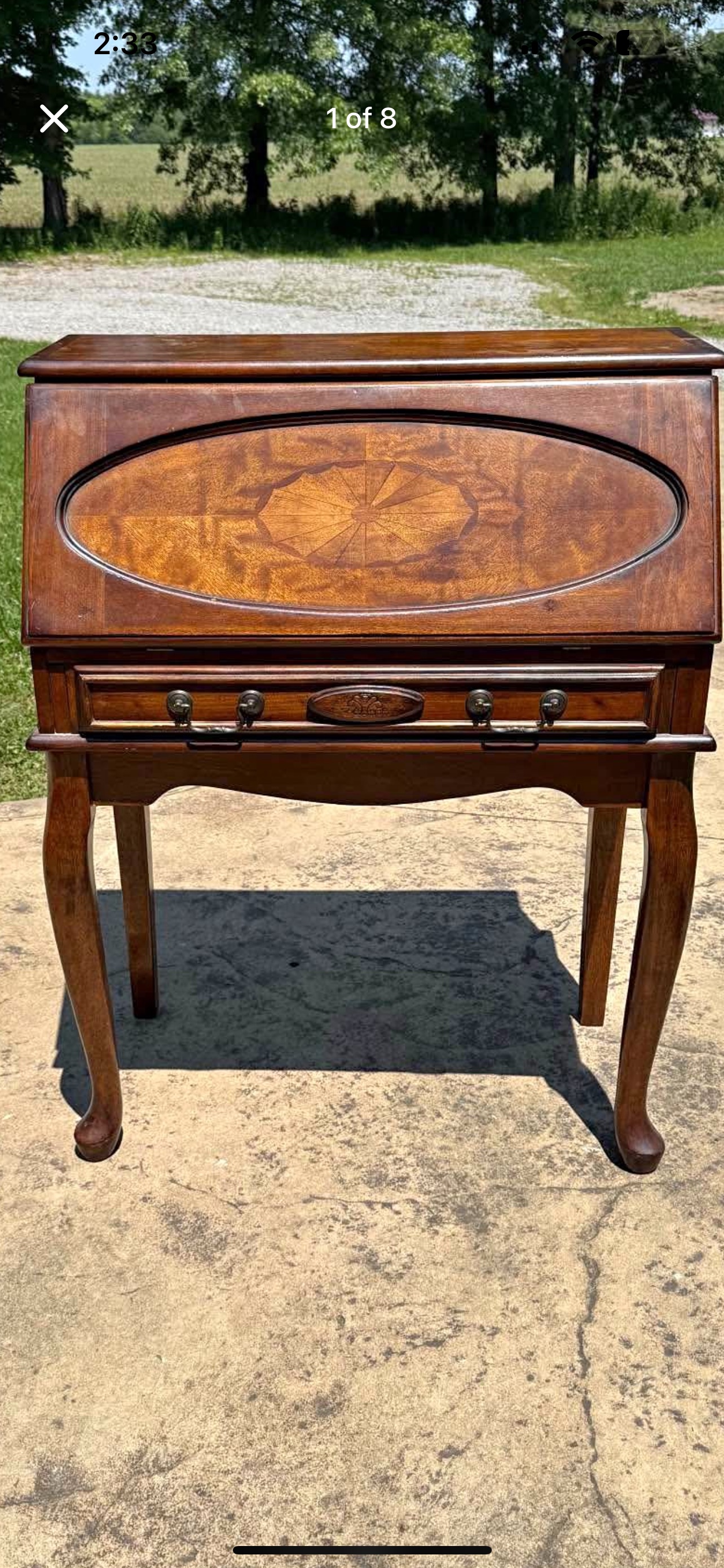 American Queen Anne Revival Mahogany Fall Front Desk