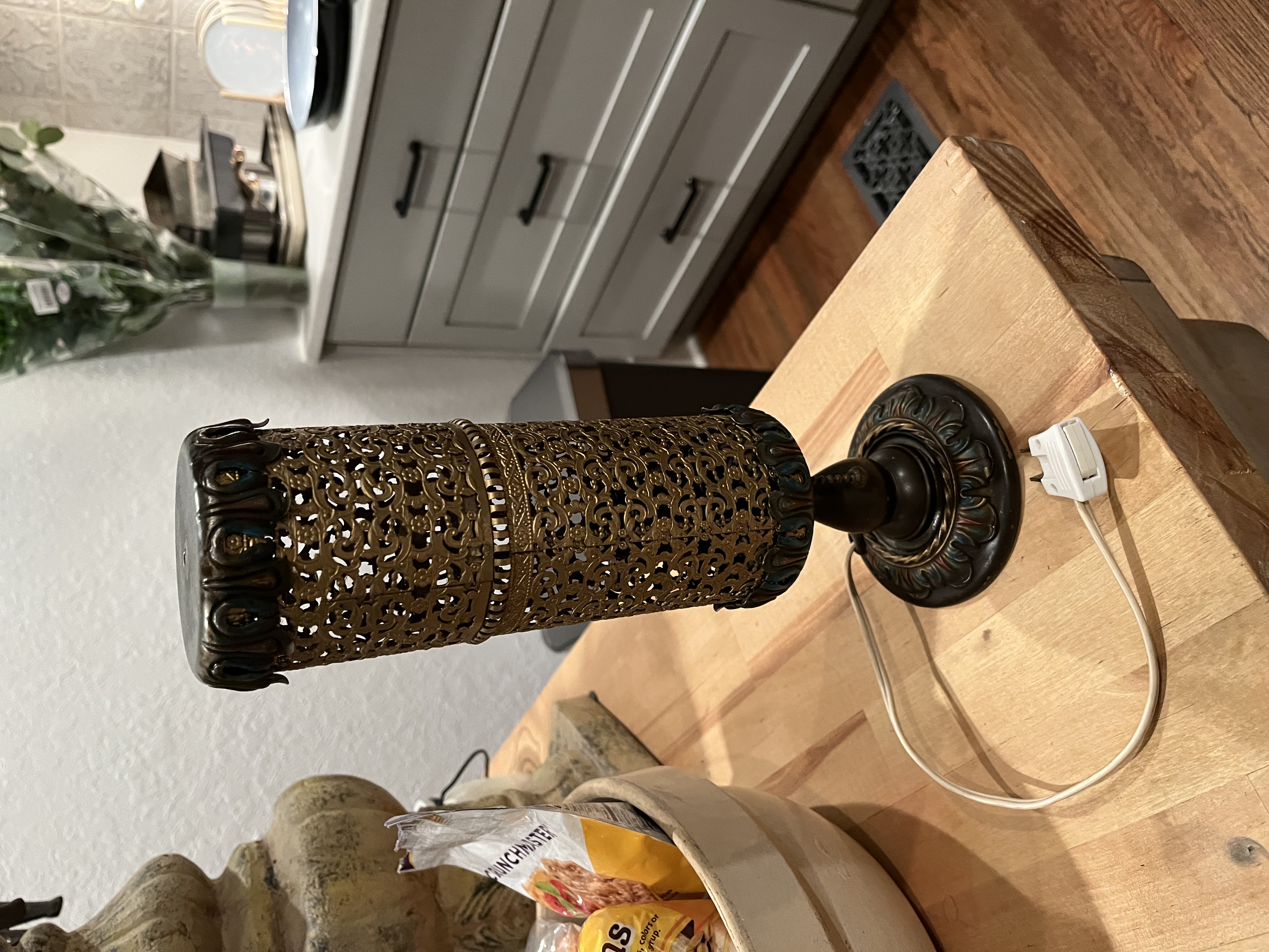 Mid-Century Hollywood Regency Brass Filigree Table Lamp