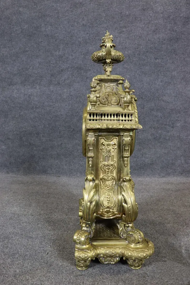 French Rococo Revival Gilt Bronze Mantel Clock by Tiffany & Co. thumbnail 5