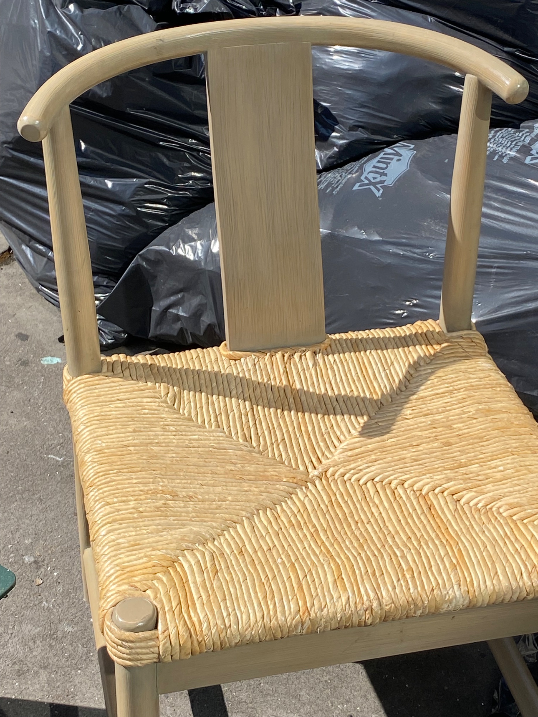 Contemporary Chinese-Inspired Elm and Woven Rush Yoke-Back Chair thumbnail 2