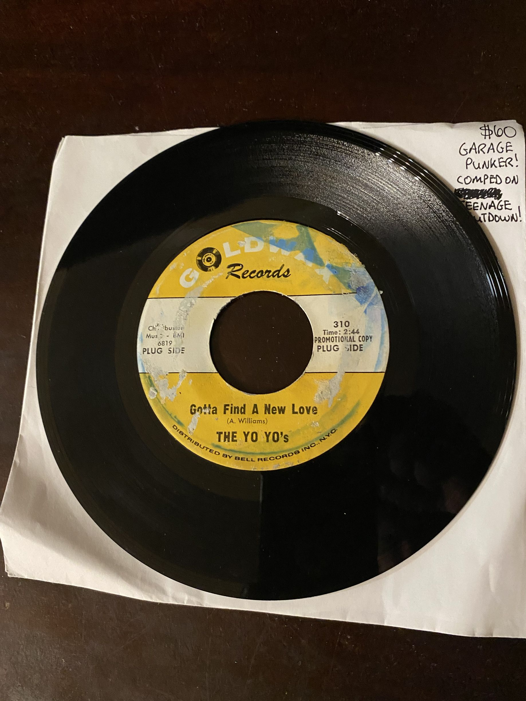 1960s Goldwax Records Garage Soul 45 RPM Vinyl: The Yo Yo's – Gotta Find A New Love / I've Got Something In My Eye