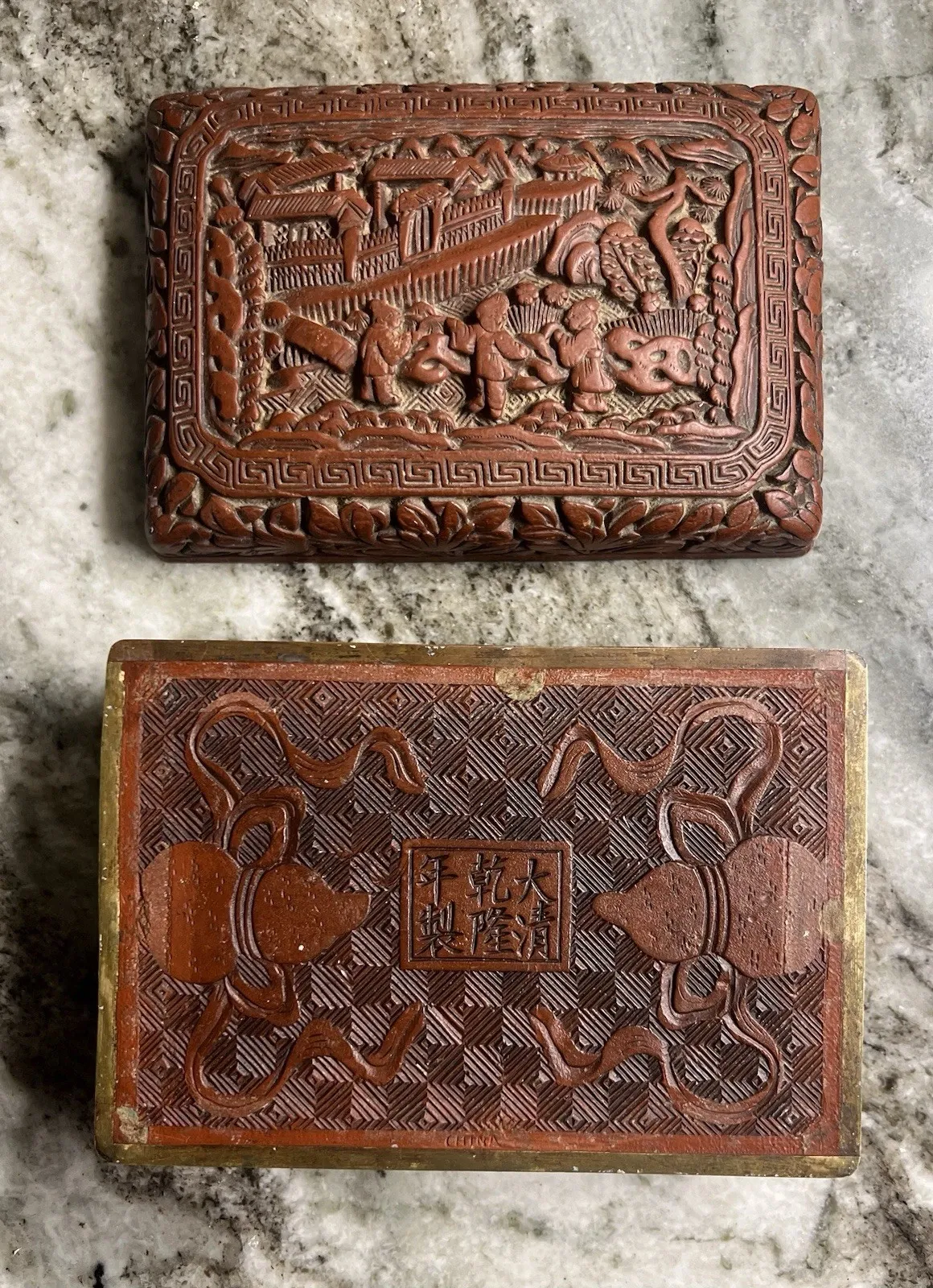 Chinese Qing Style Carved Cinnabar Lacquer Rectangular Box thumbnail 5