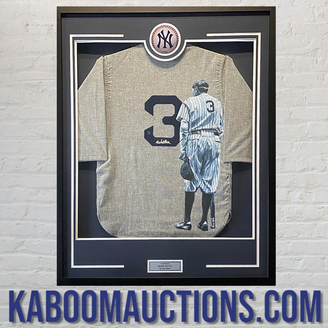 Framed Modern Babe Ruth Signed New York Yankees Jersey Display thumbnail 3