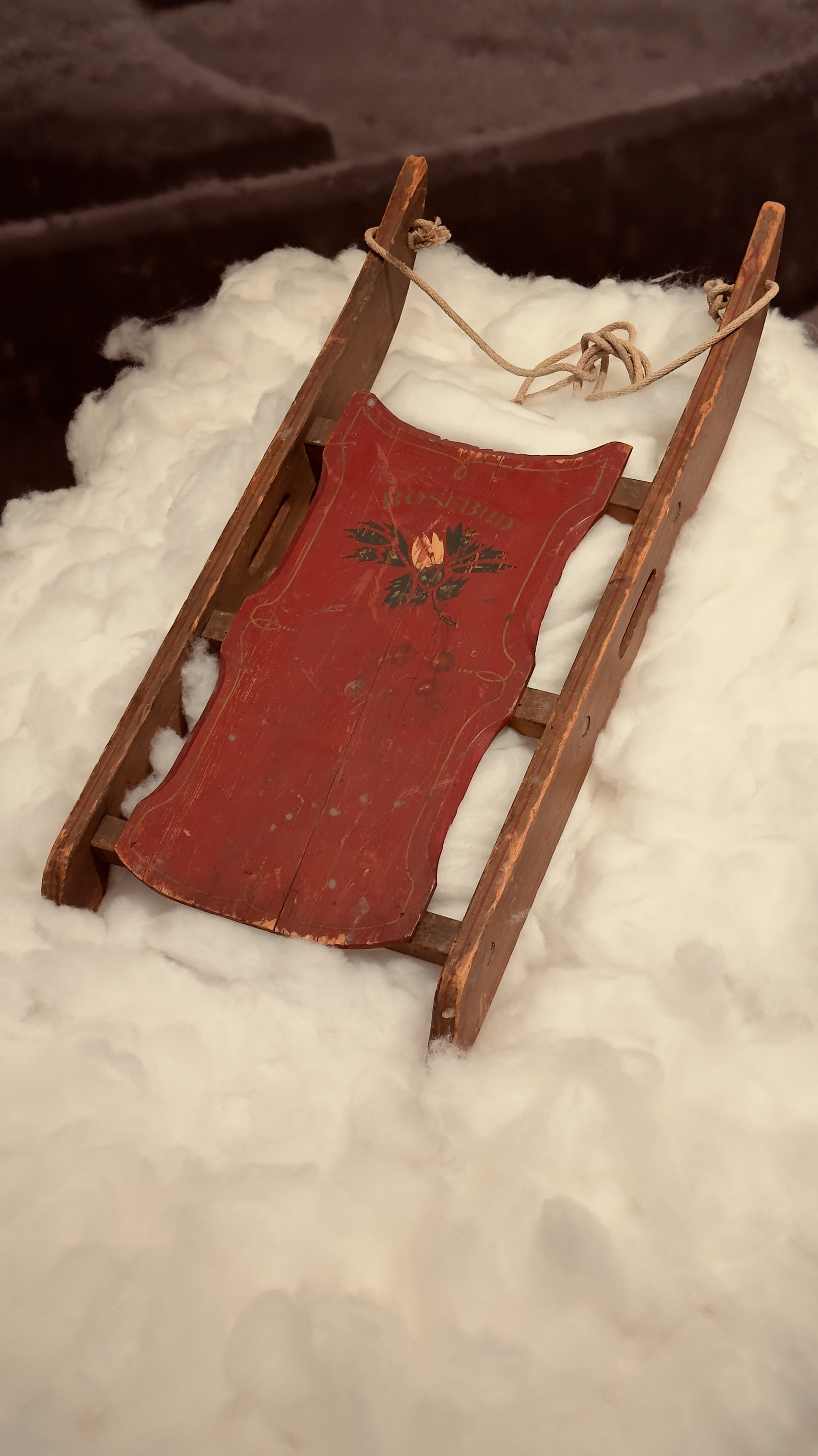 American Folk Art Painted Wooden Sled