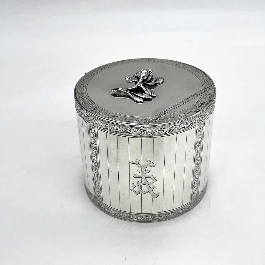 Art Deco Period German Silver Tea Caddy with Auspicious Characters thumbnail 6