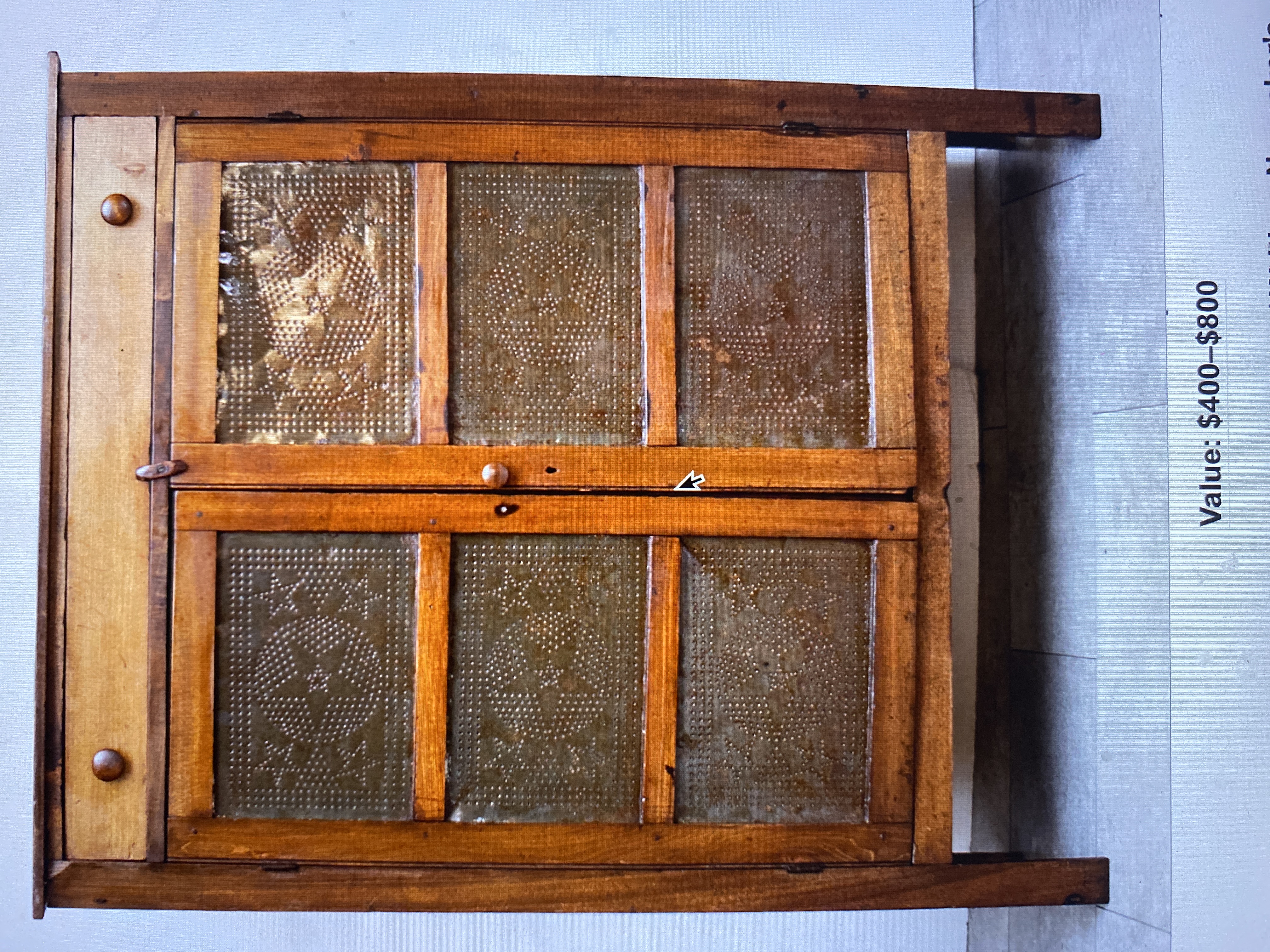 American Country Style Pine Pie Safe with Punched-Tin Panels