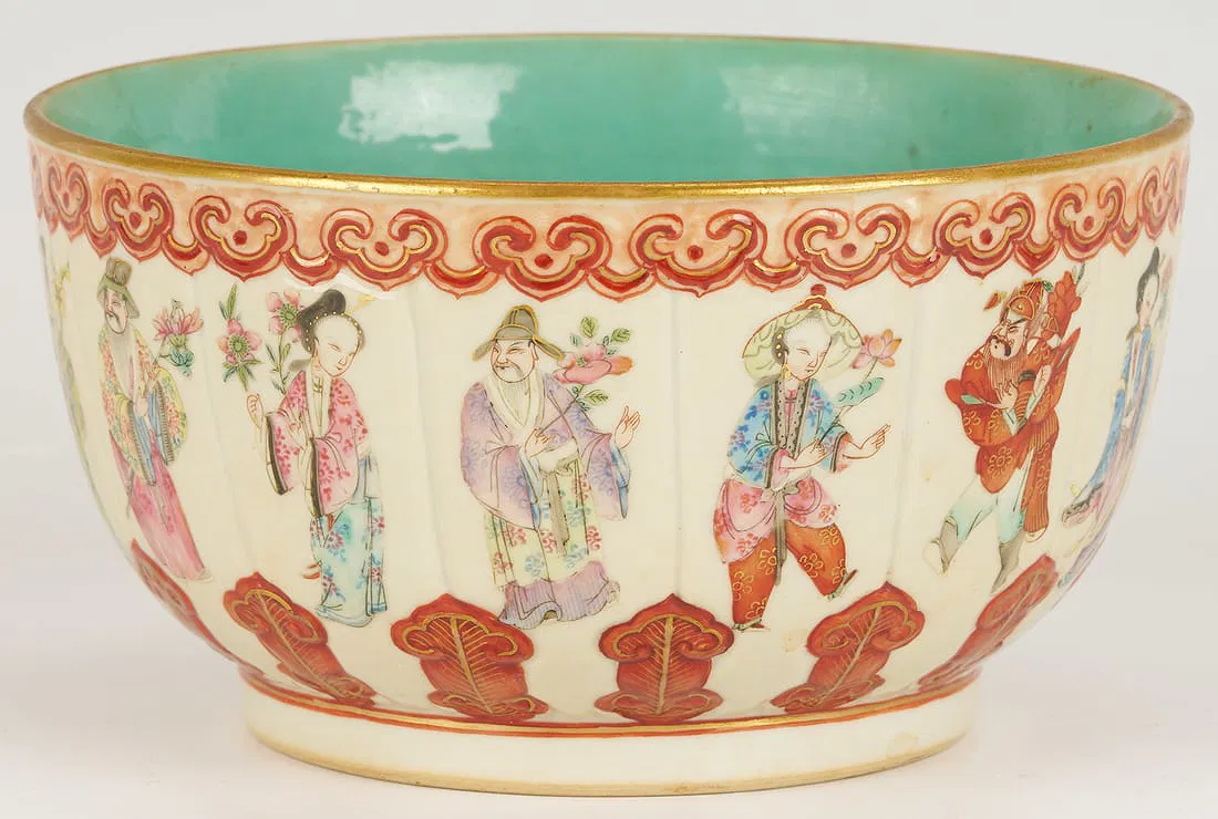 Chinese Famille Rose 'Eight Immortals' Bowl thumbnail 2