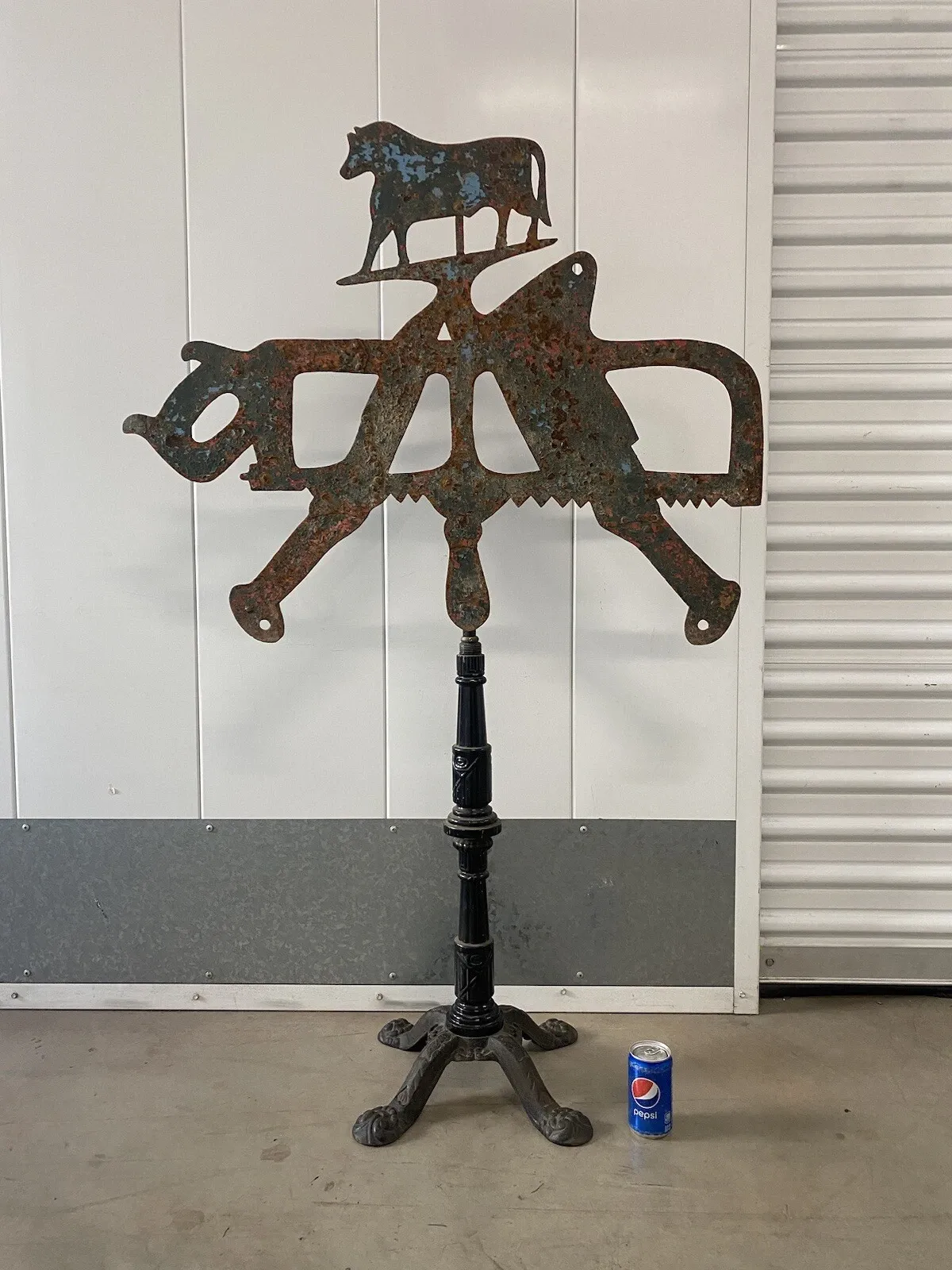 American Folk Art Blacksmith & Butcher Trade Sign with Horse Silhouette thumbnail 2