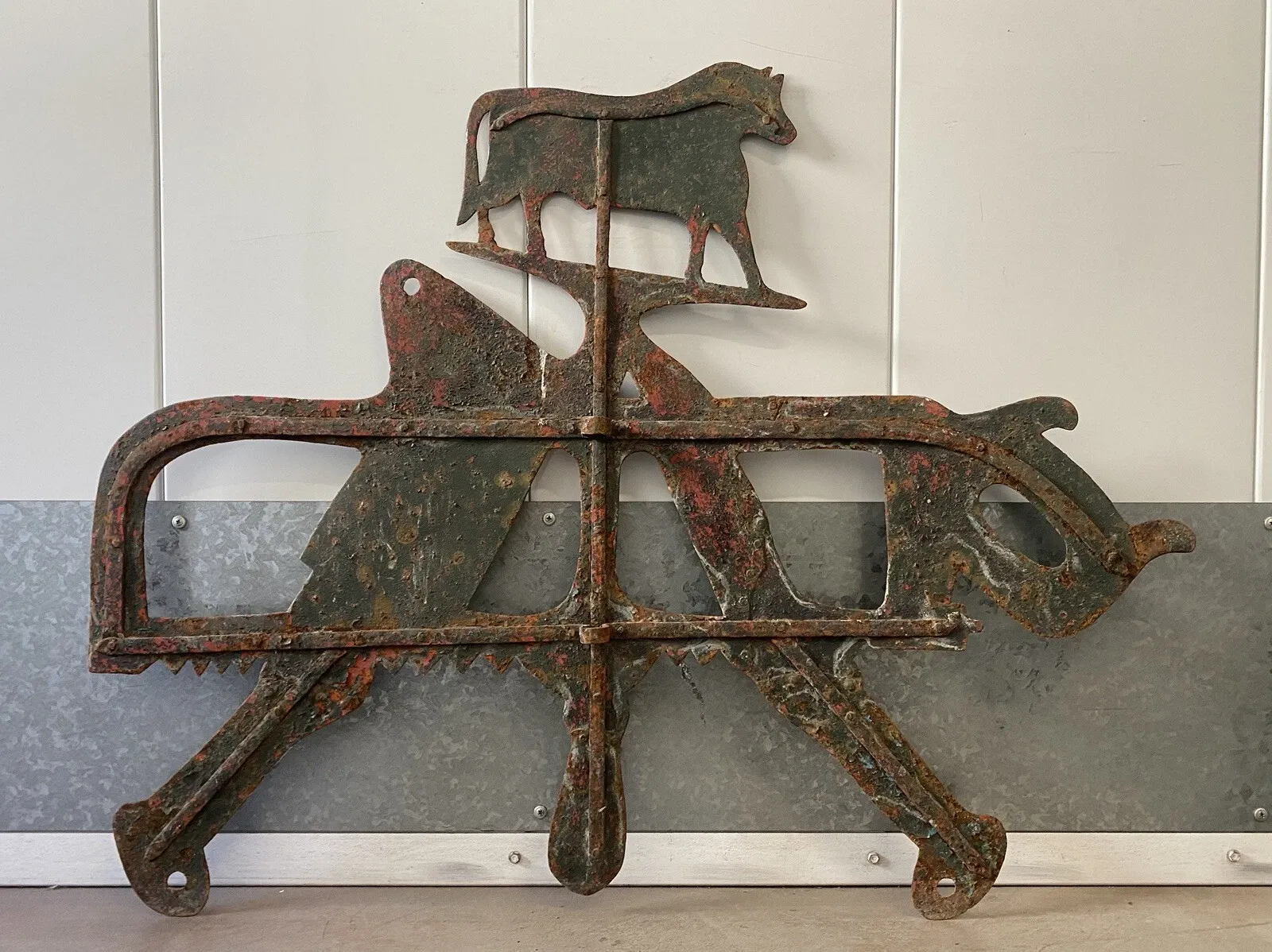 American Folk Art Blacksmith & Butcher Trade Sign with Horse Silhouette thumbnail 8
