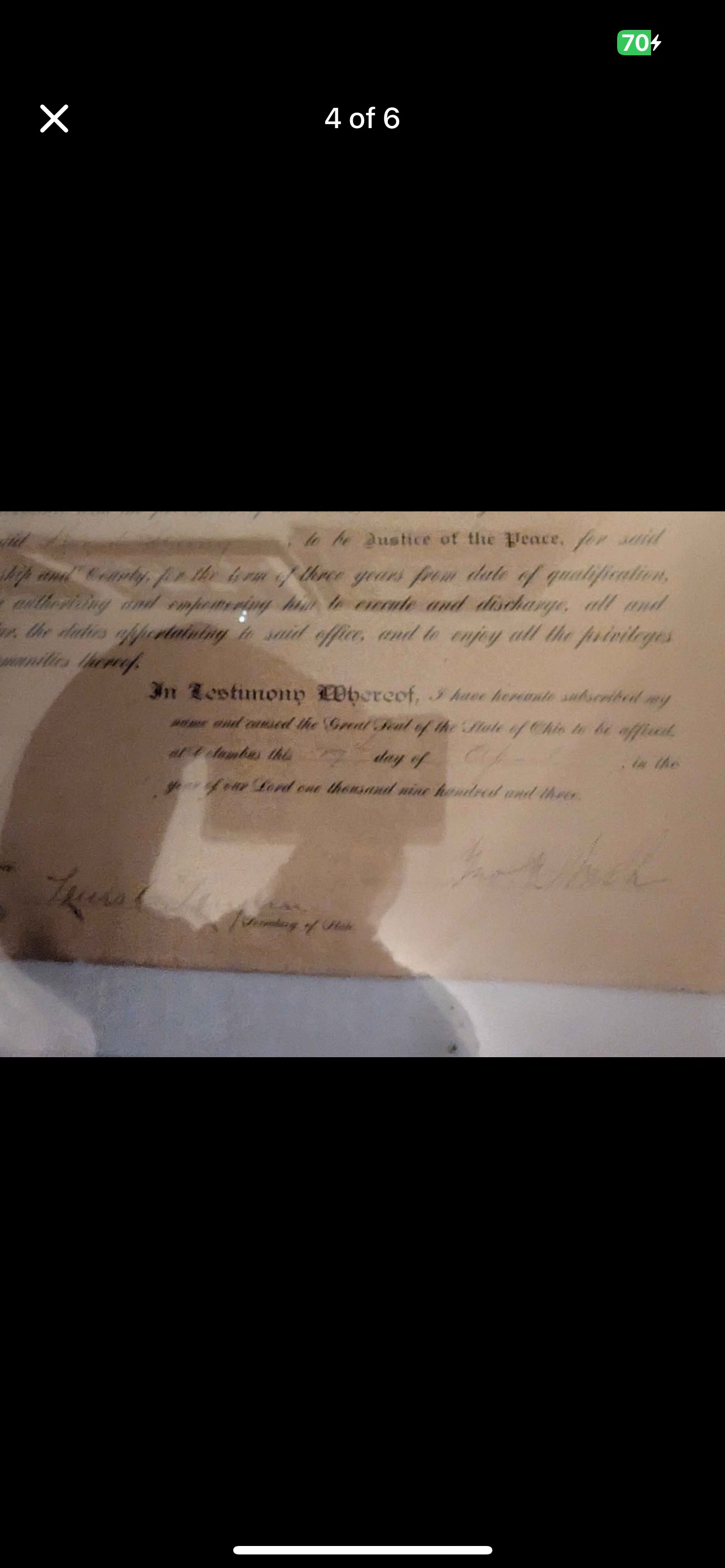 Ohio Justice of the Peace Appointment Certificate (1903) Printed Paper