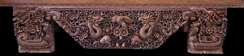Indonesian Javanese Style Carved Teak Canopy Bed thumbnail 2