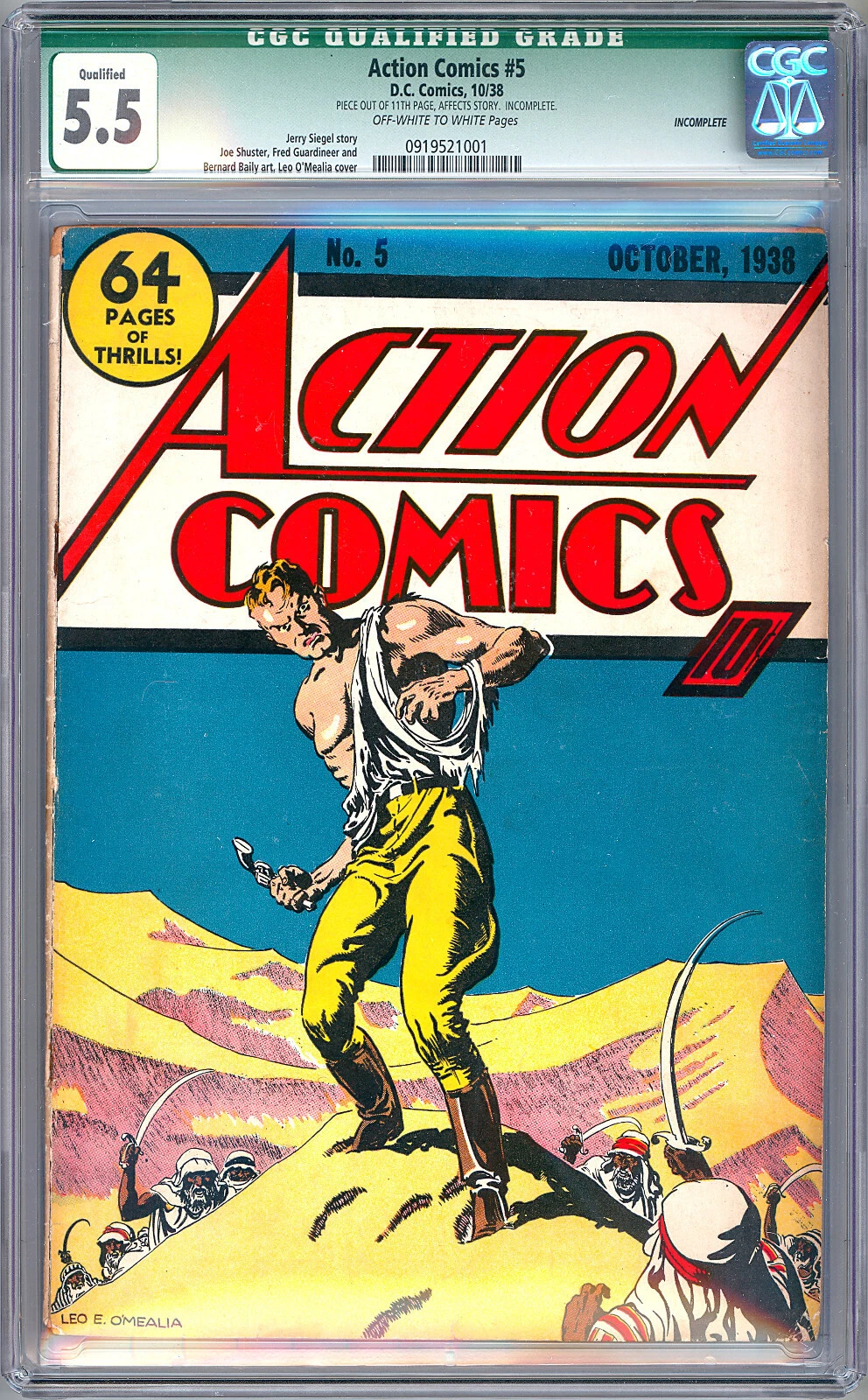 Golden Age DC Comics Action Comics Group Lot (#1 1992 Reprint Signed, and #2-#5 1938 CGC-Graded Comics) thumbnail 4