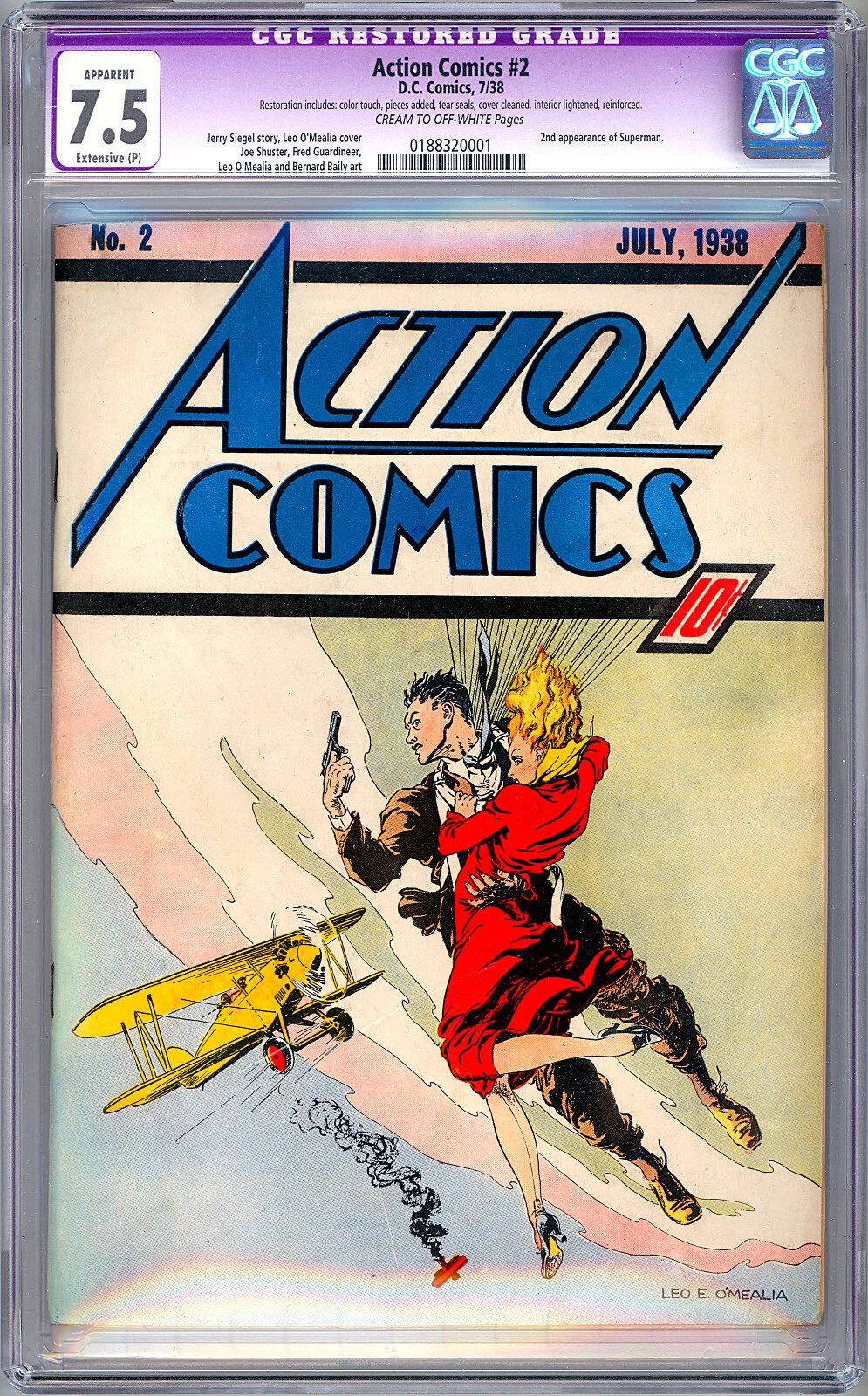 Golden Age DC Comics Action Comics Group Lot (#1 1992 Reprint Signed, and #2-#5 1938 CGC-Graded Comics) thumbnail 10