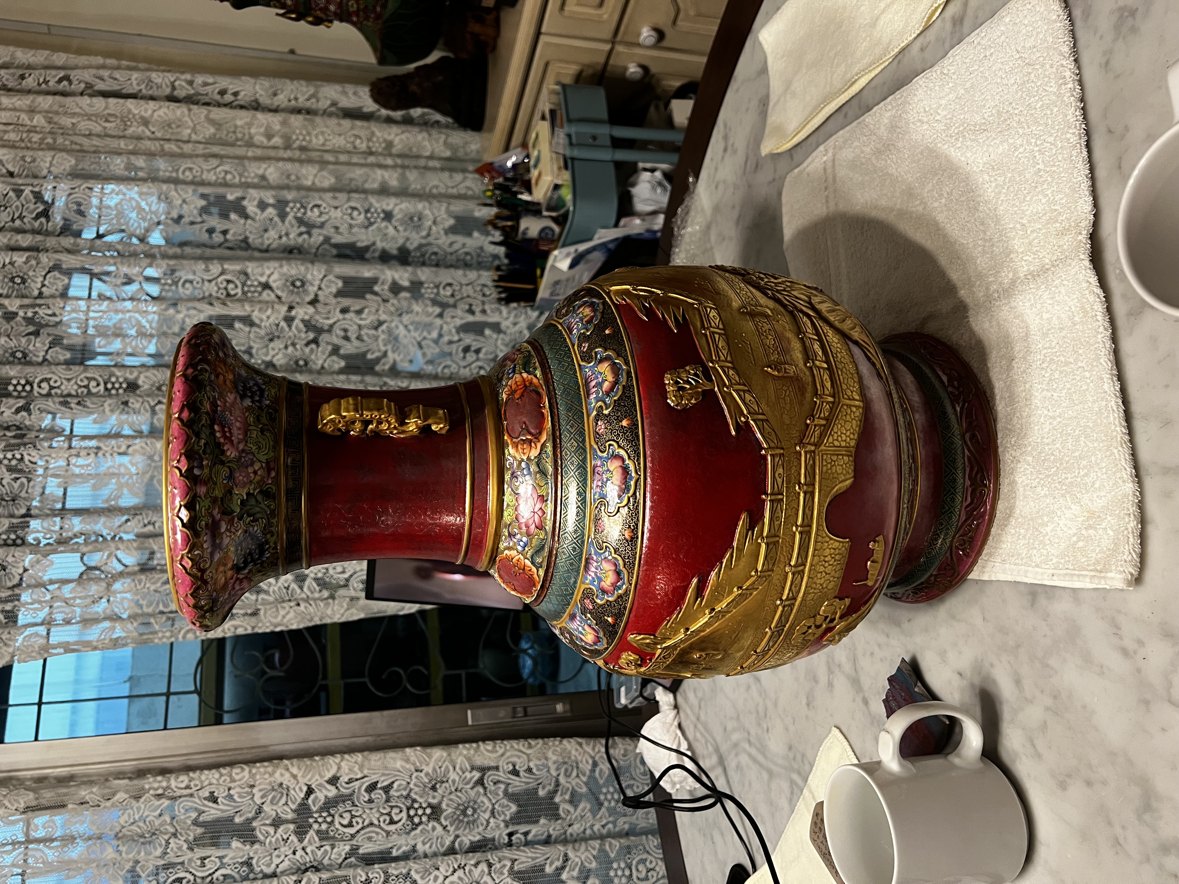 Chinese Cloisonné Style Vase