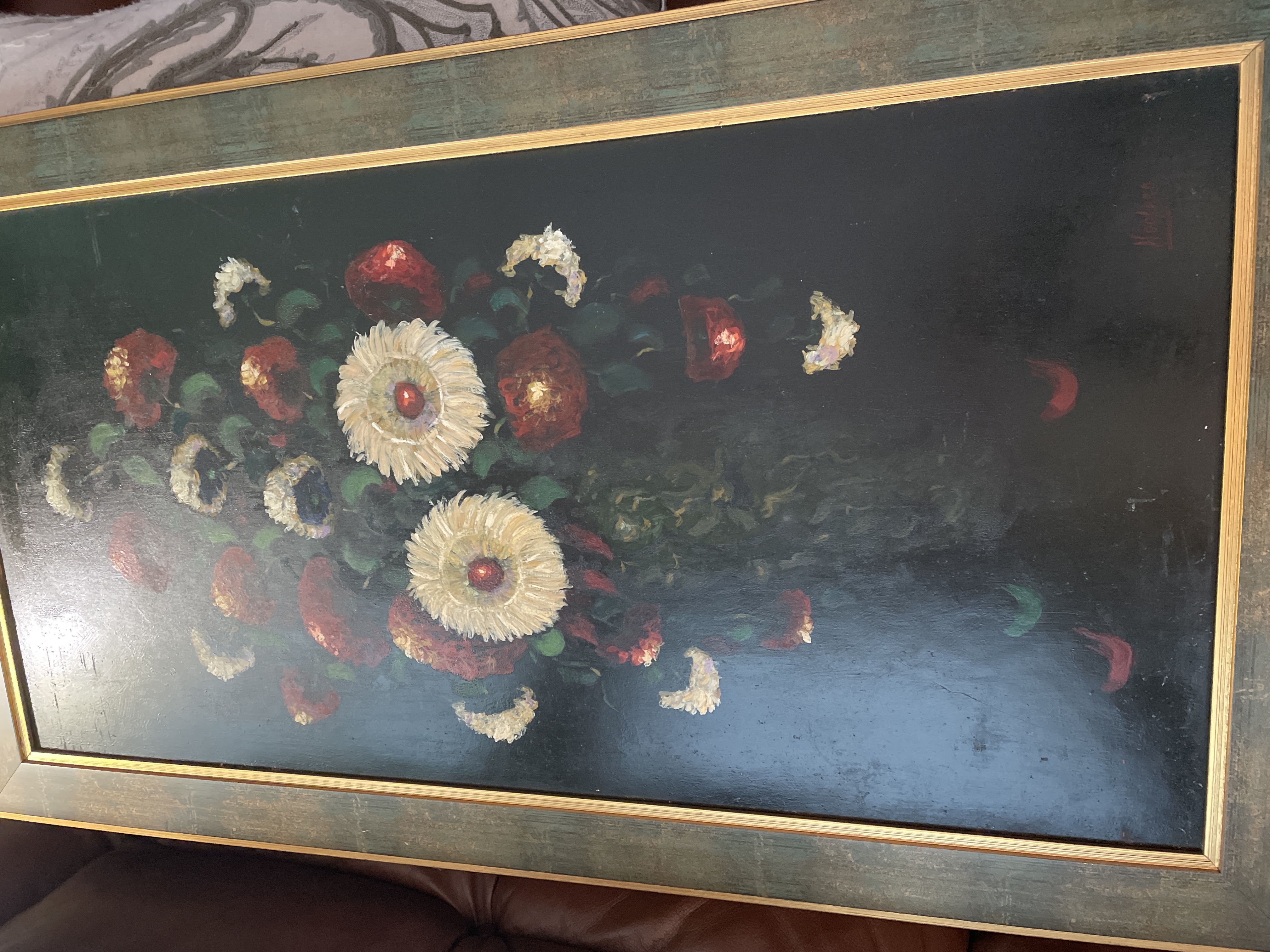 Mid-20th Century European Oil on Canvas Floral Still Life Painting