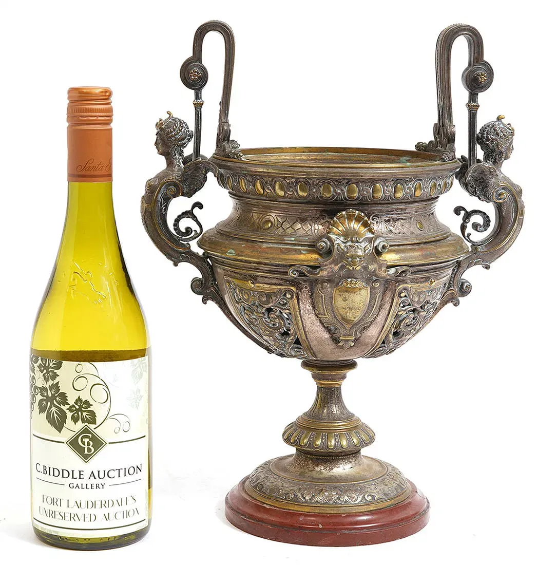 Renaissance Revival Style Mixed Metal and Marble Jardiniere thumbnail 2