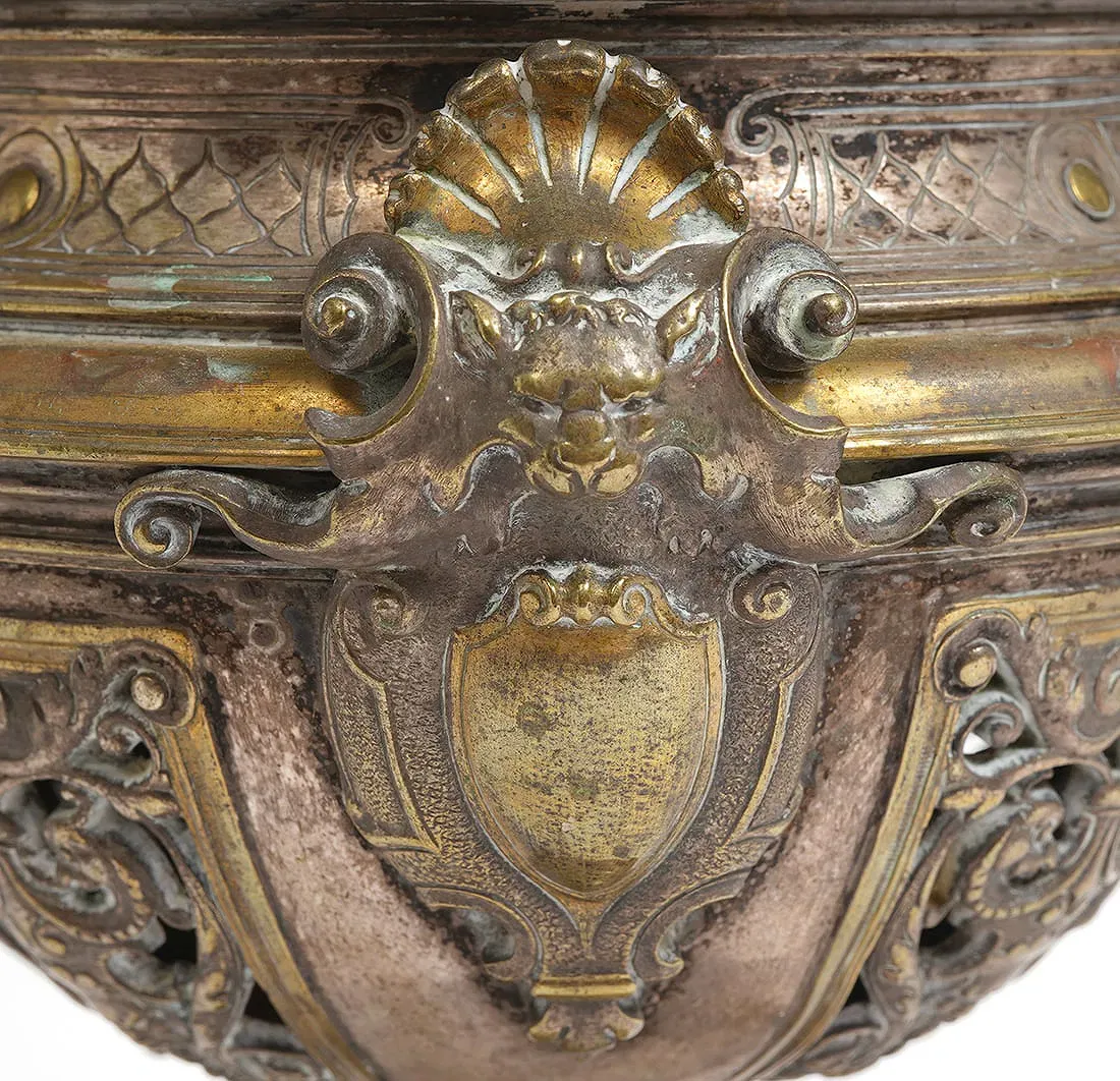 Renaissance Revival Style Mixed Metal and Marble Jardiniere thumbnail 4