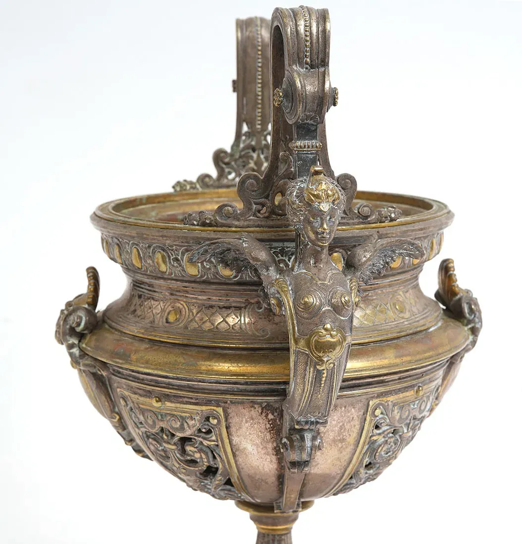 Renaissance Revival Style Mixed Metal and Marble Jardiniere thumbnail 6