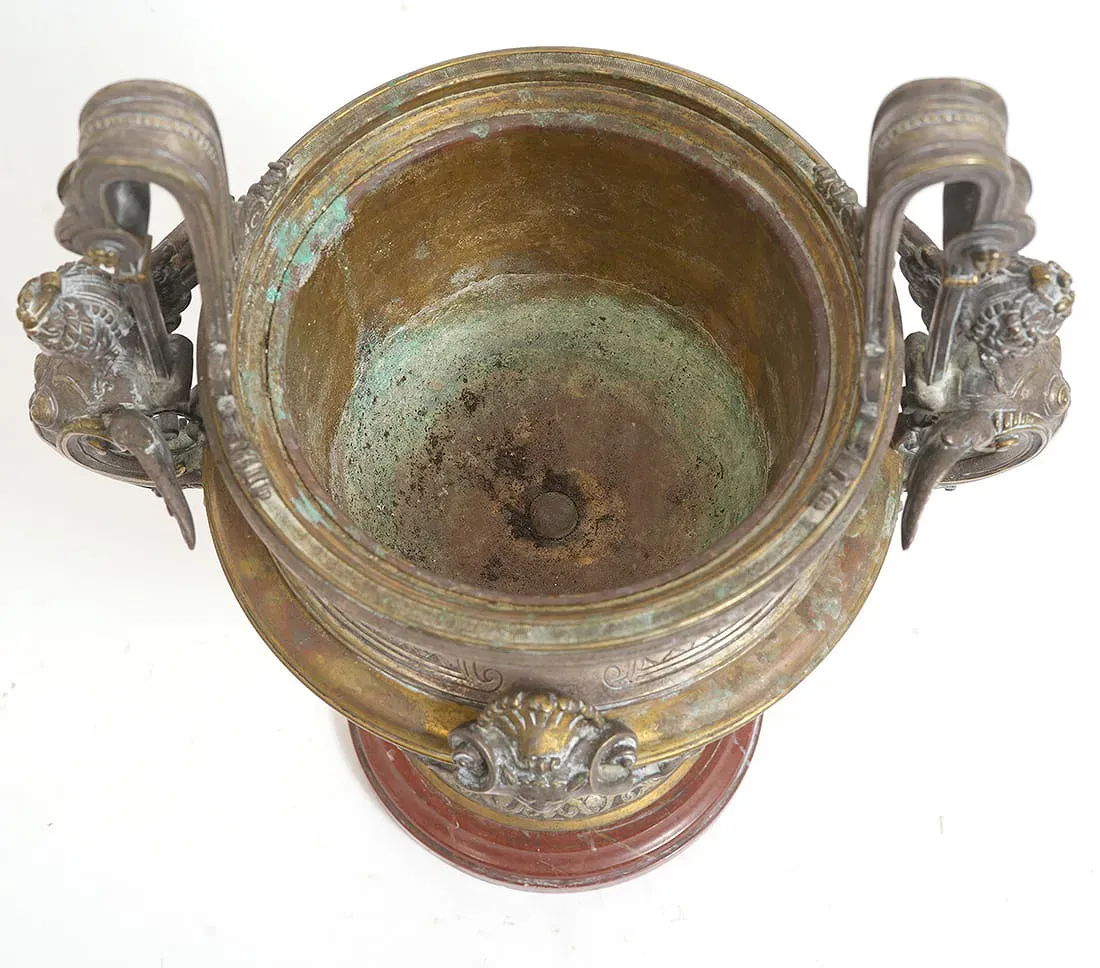 Renaissance Revival Style Mixed Metal and Marble Jardiniere thumbnail 7