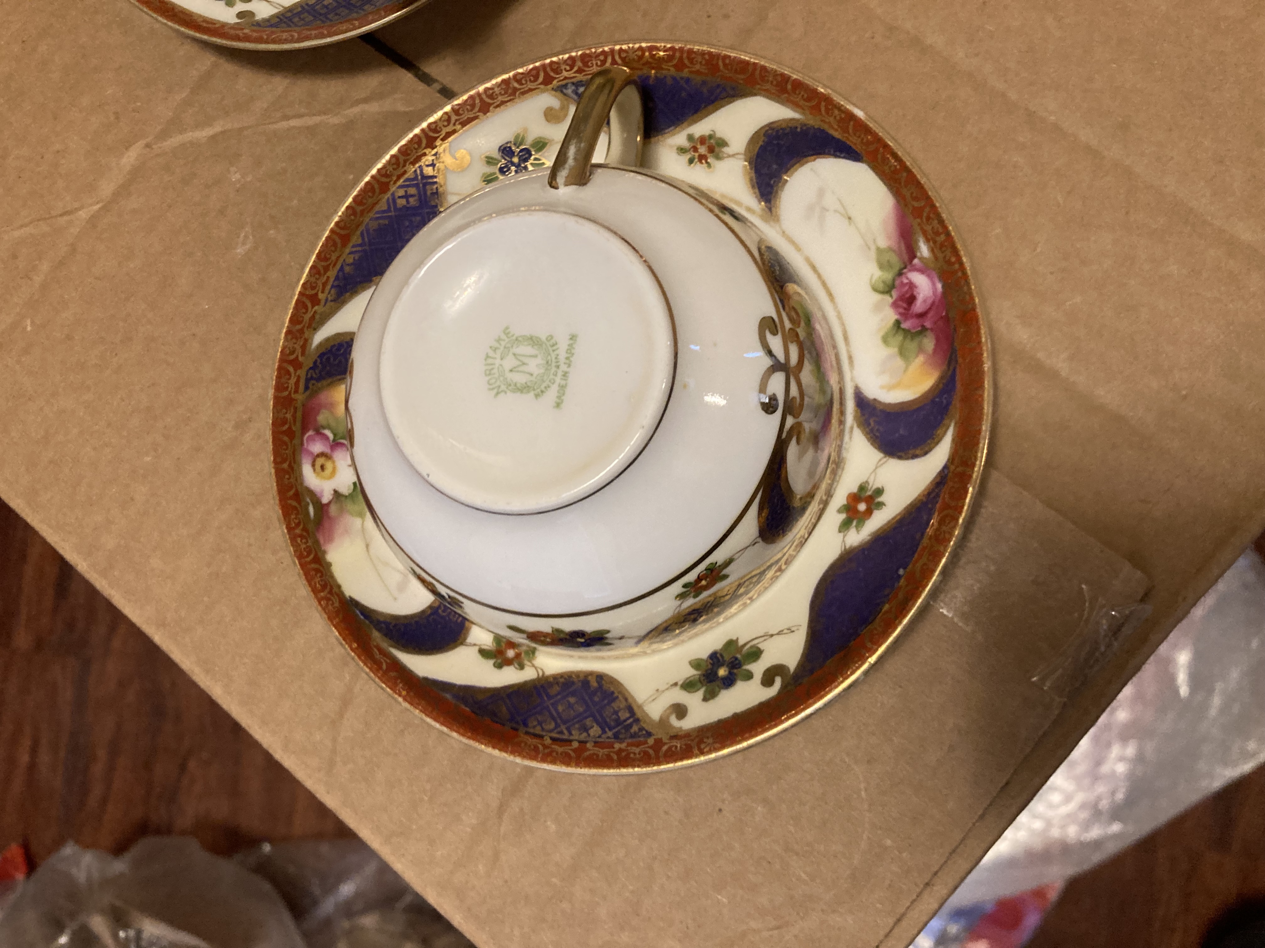 Noritake Art Deco Style Porcelain Tea Cup and Saucer
