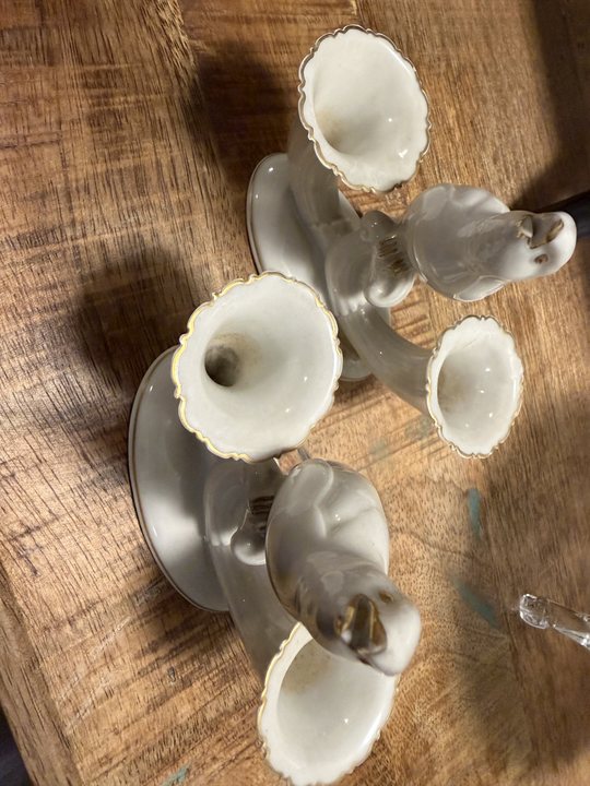 Lenox Porcelain Swan Double Cornucopia Vases