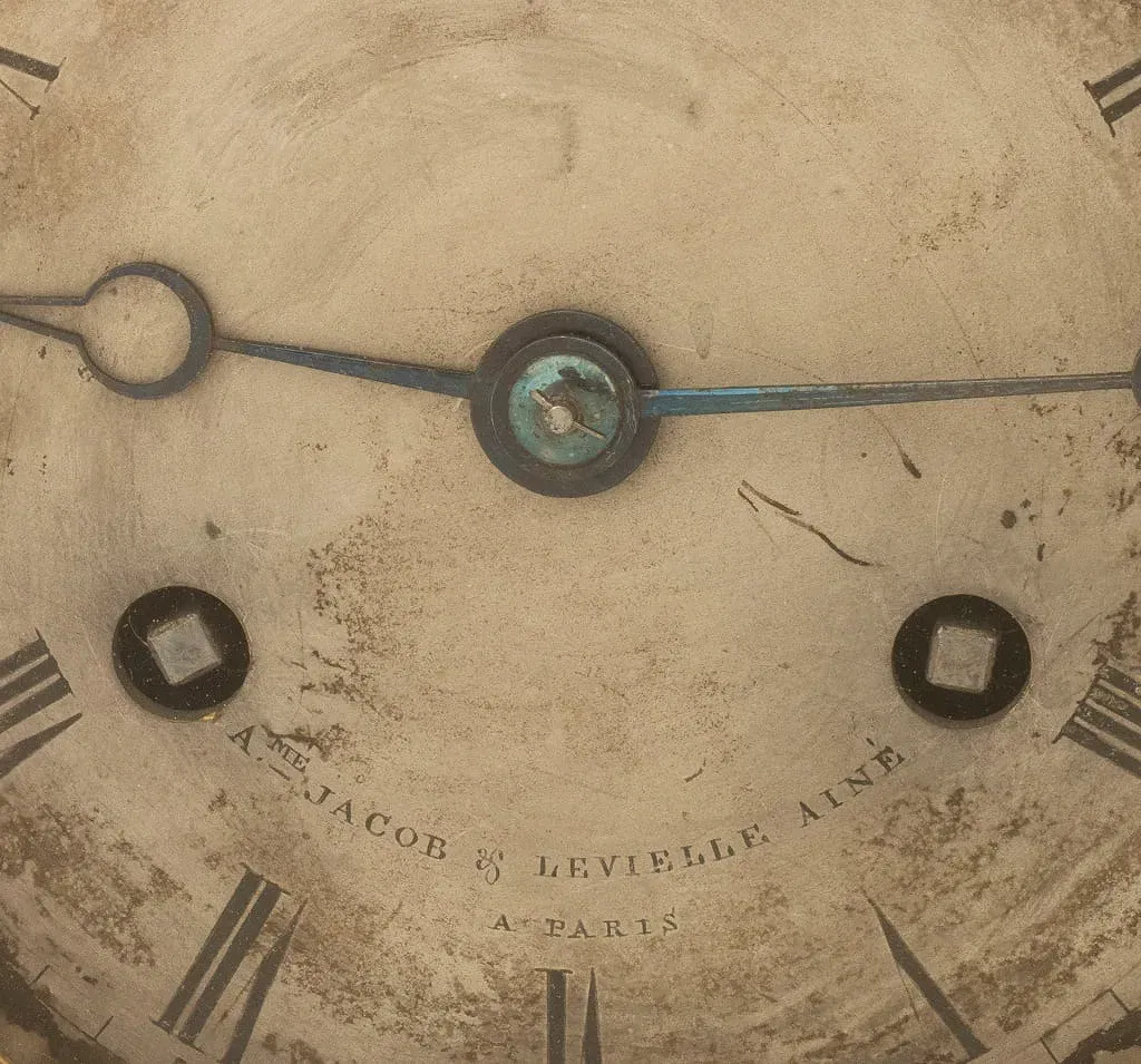 French Empire Style Marble and Bronze Figural Mantel Clock thumbnail 5