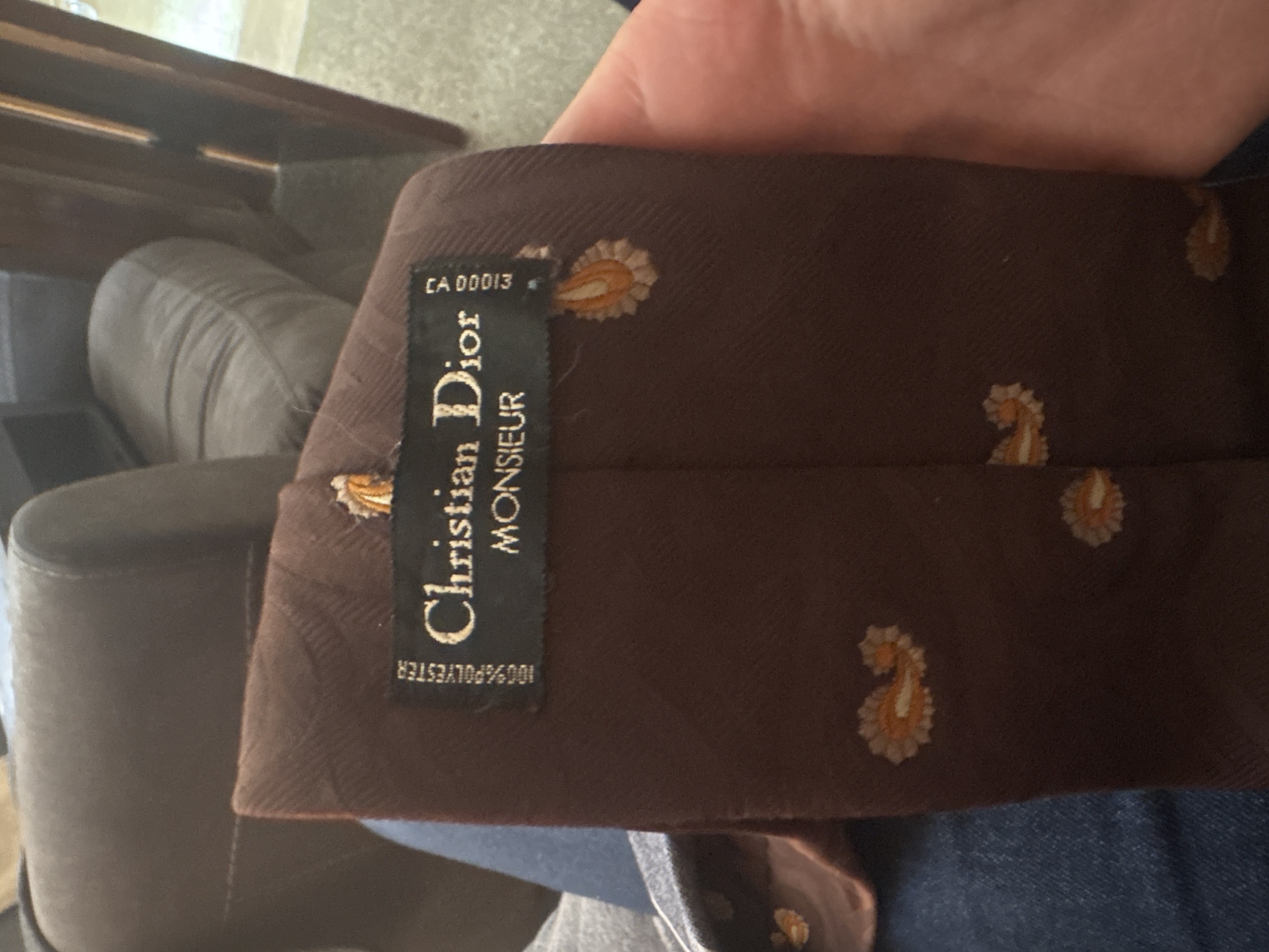 Vintage Christian Dior Monsieur Polyester Paisley Necktie