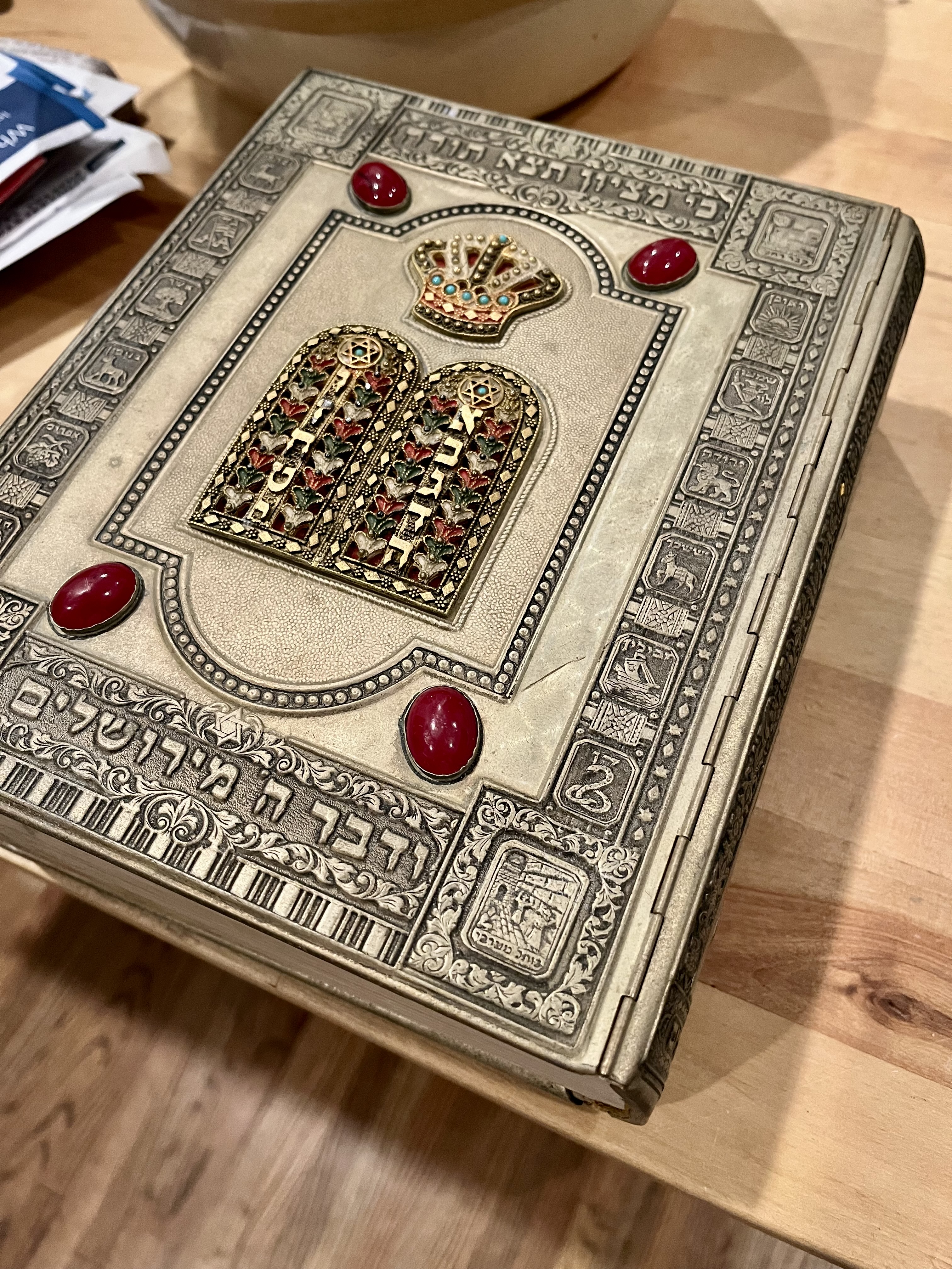 Mid-20th Century Jewish Judaica Metal-Clad Torah Book Box